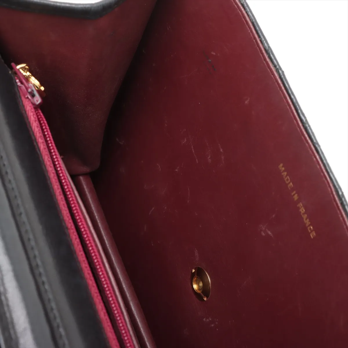 Matelasse Lambskin Chain Shoulder Bag Push Lock Black Gold Hardware — view 11