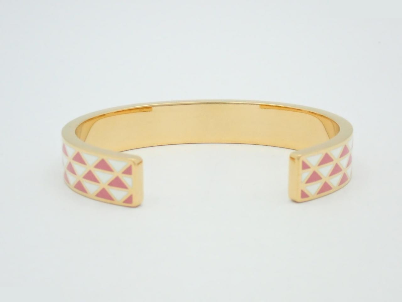 Triangle pattern bracelet, white/pink, gold plated, wrist circumference approximately 17cm — view 2