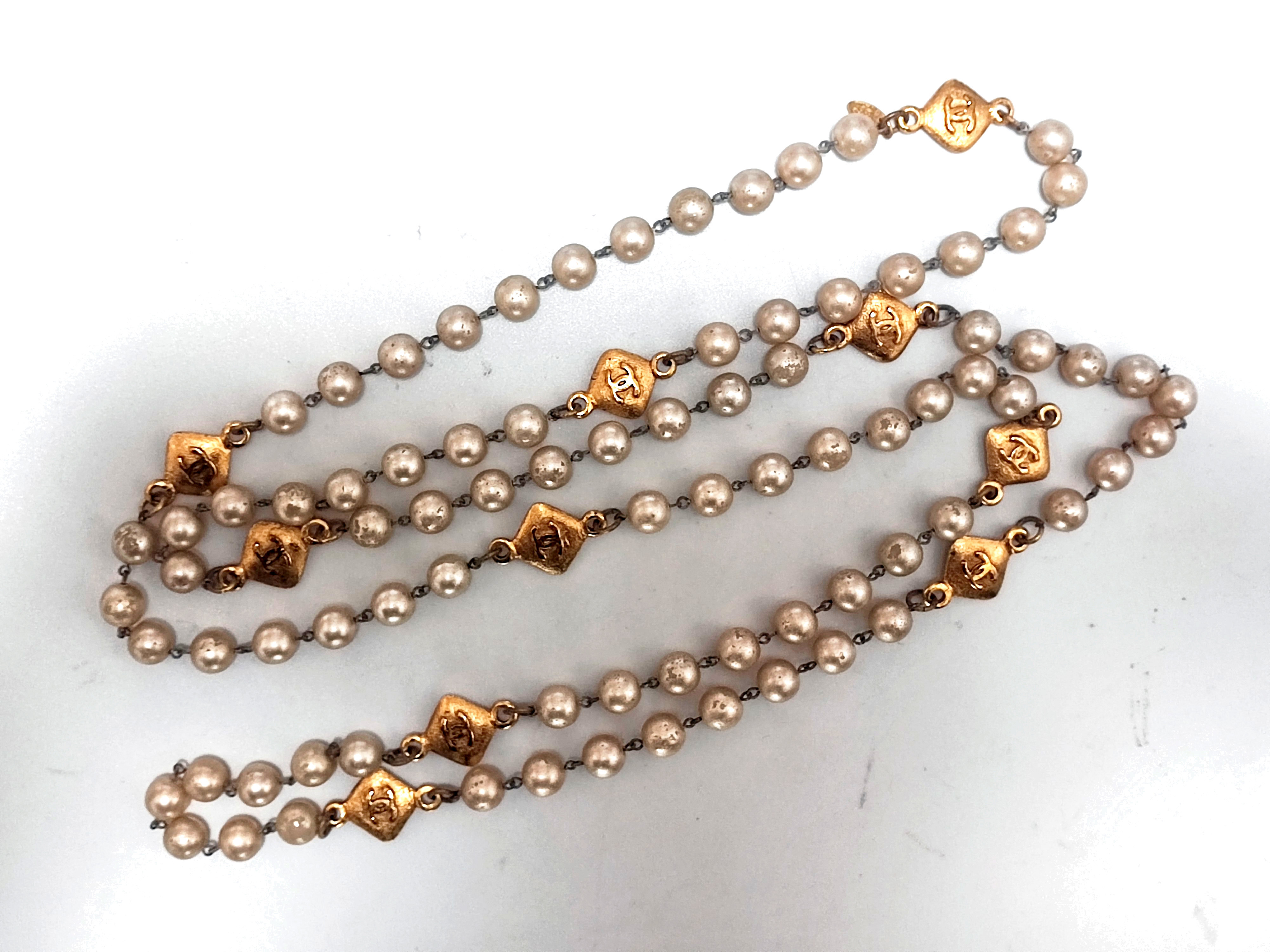 Coco Mark Diamond-Shaped Pearl 10-Strand Long Necklace (29 Necklace) — view 5