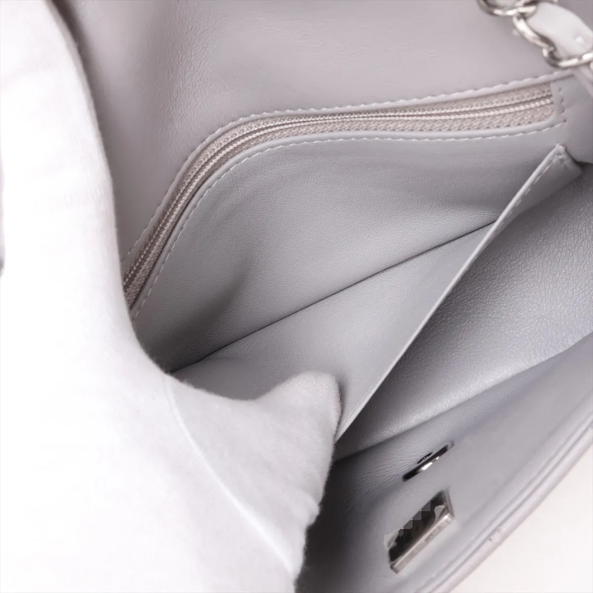 Mini Matelassé 20 Lambskin Single Flap Single Chain Bag, Gray, Silver Hardware, JTTP06K0, Random Plate, A69900 — view 7