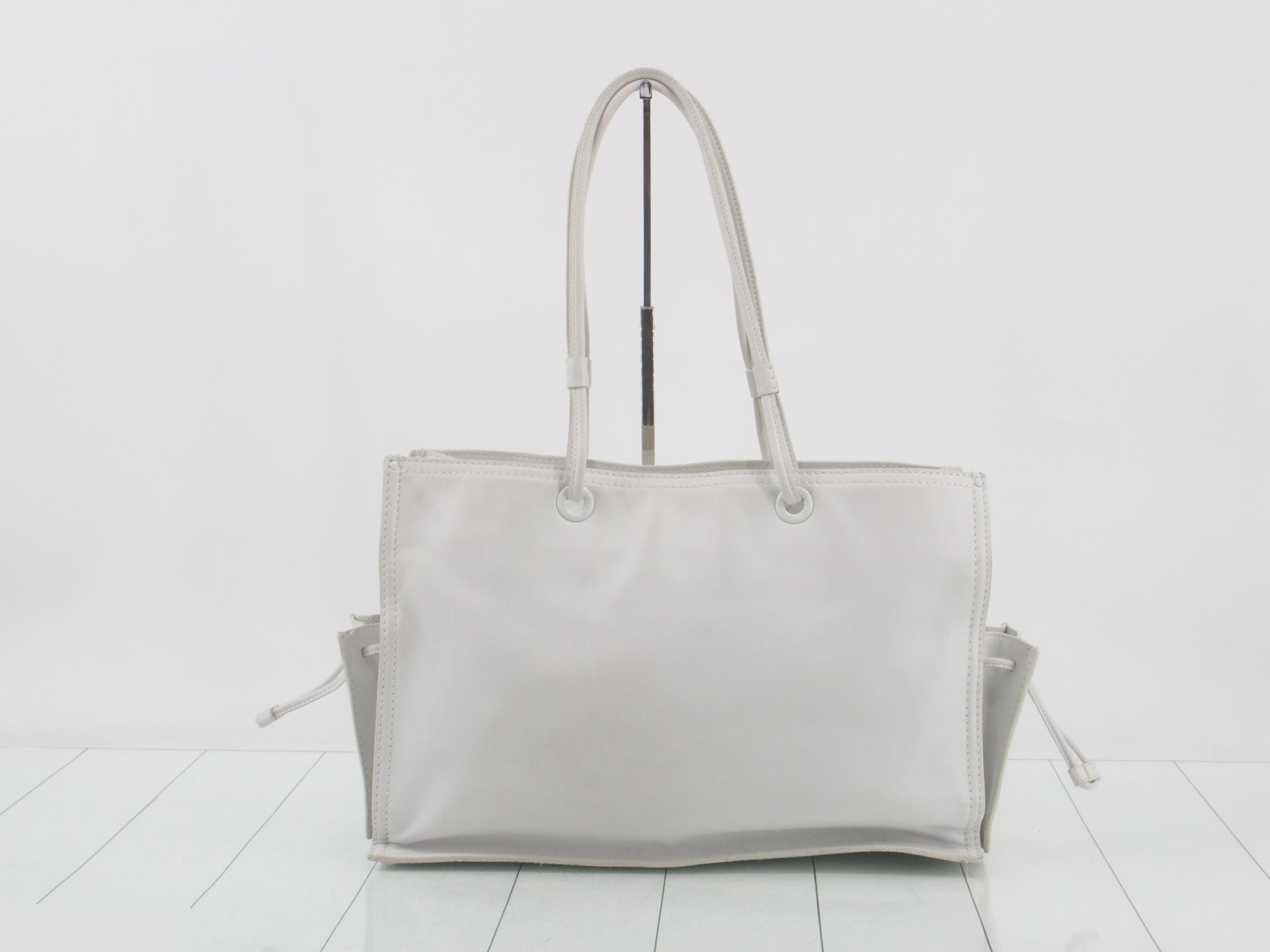 Anagram Tote Bag, White Leather, Studded Crown — view 2