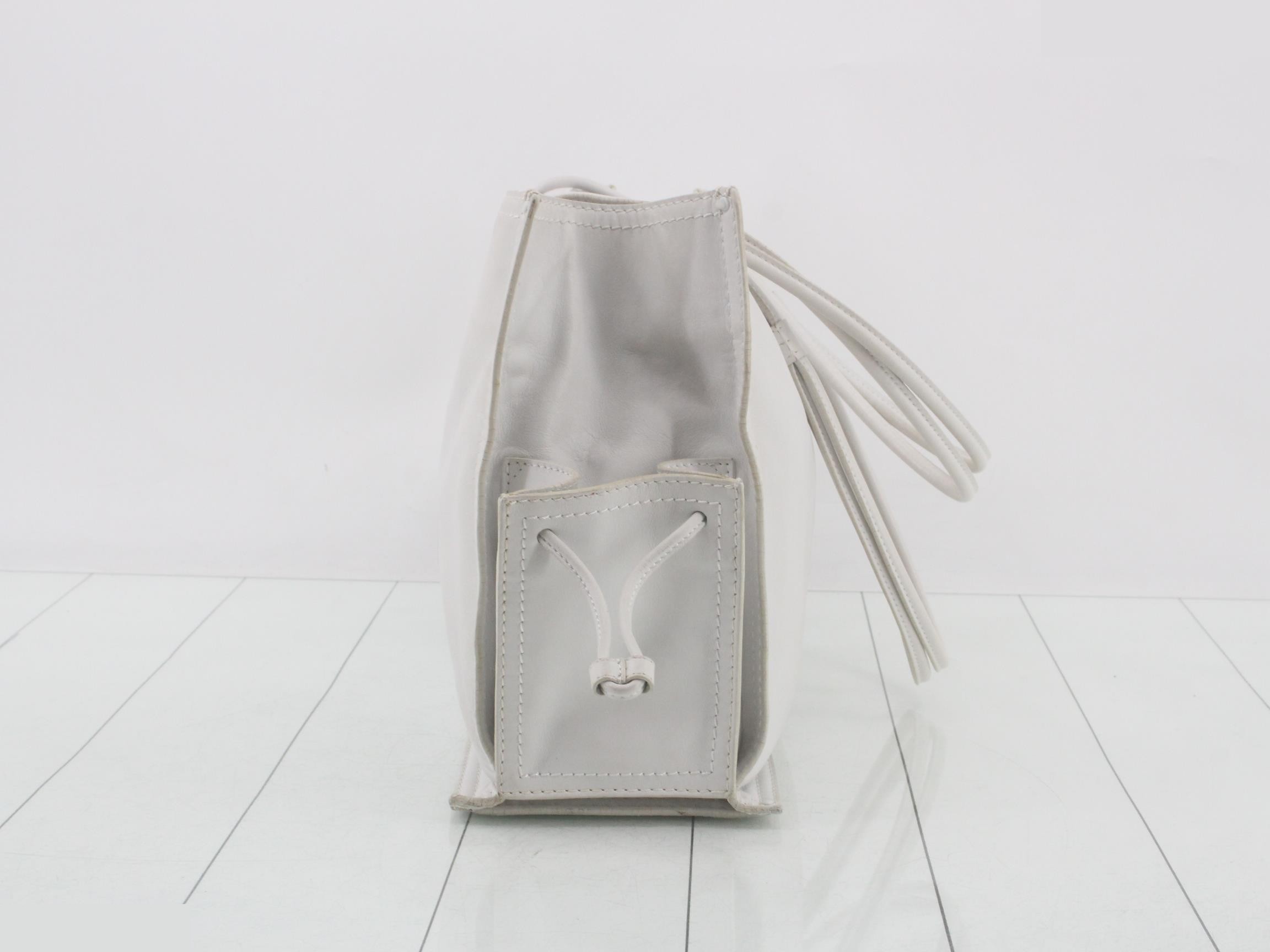 Anagram Tote Bag, White Leather, Studded Crown — view 3