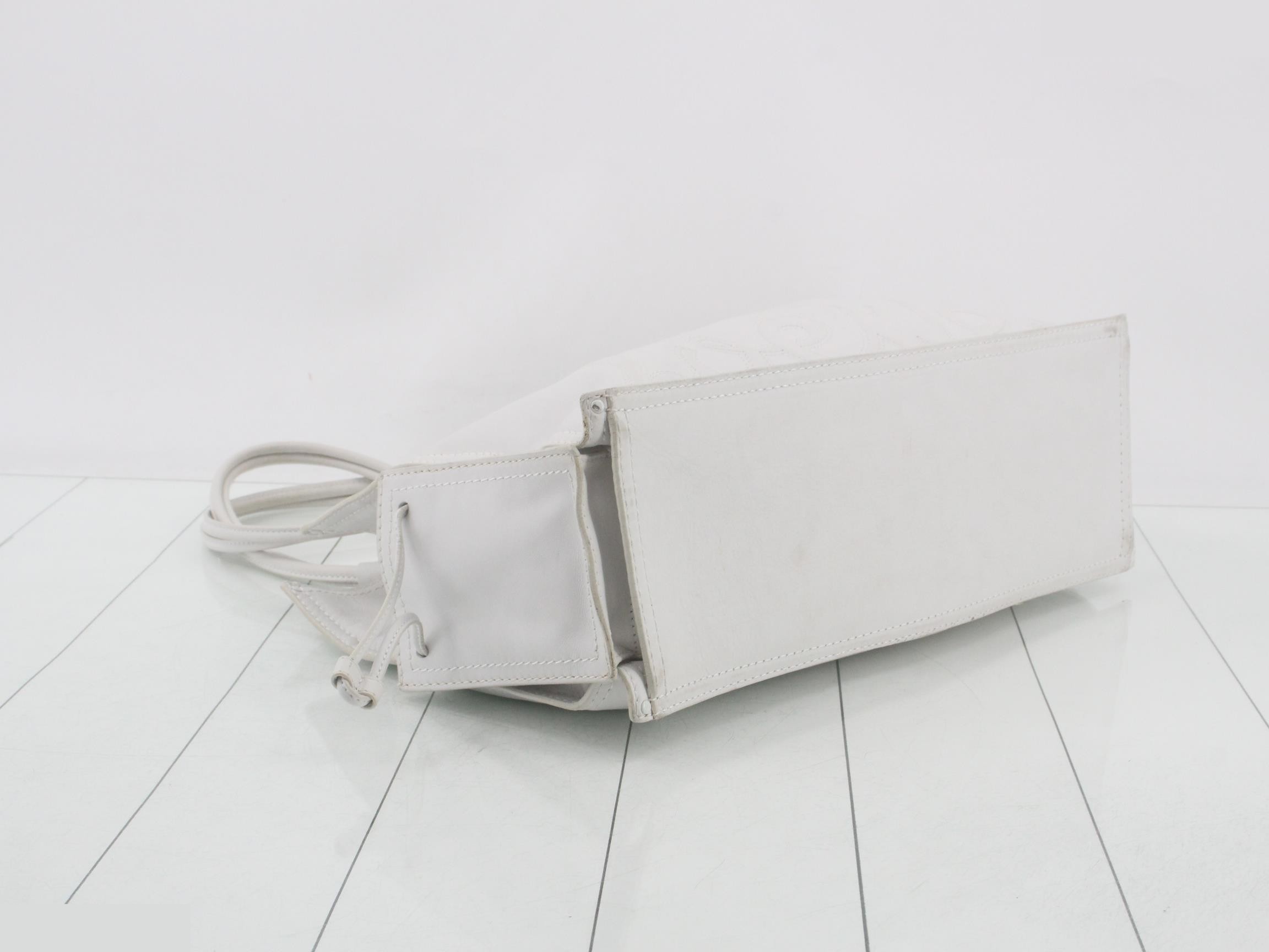 Anagram Tote Bag, White Leather, Studded Crown — view 5