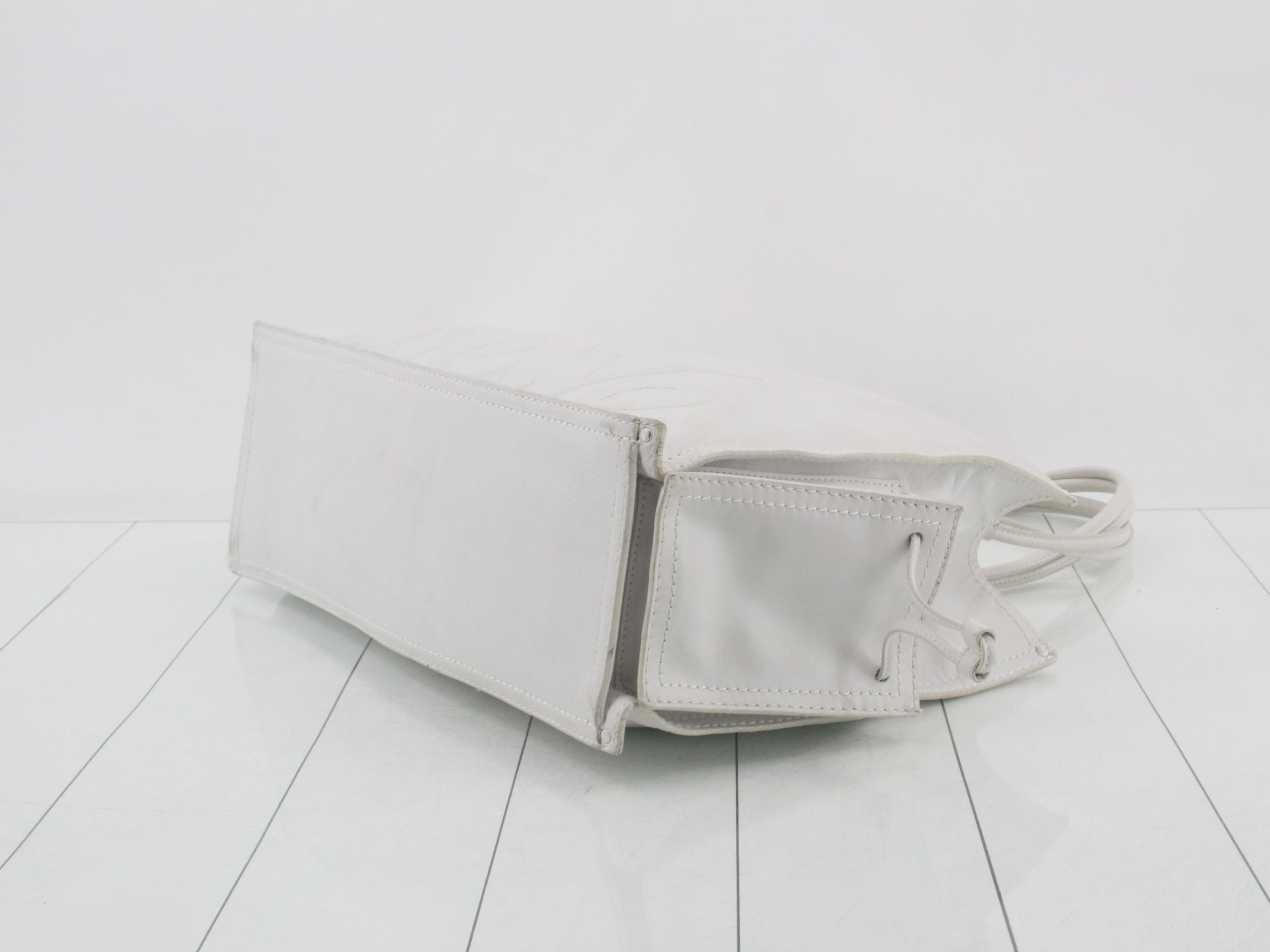 Anagram Tote Bag, White Leather, Studded Crown — view 6