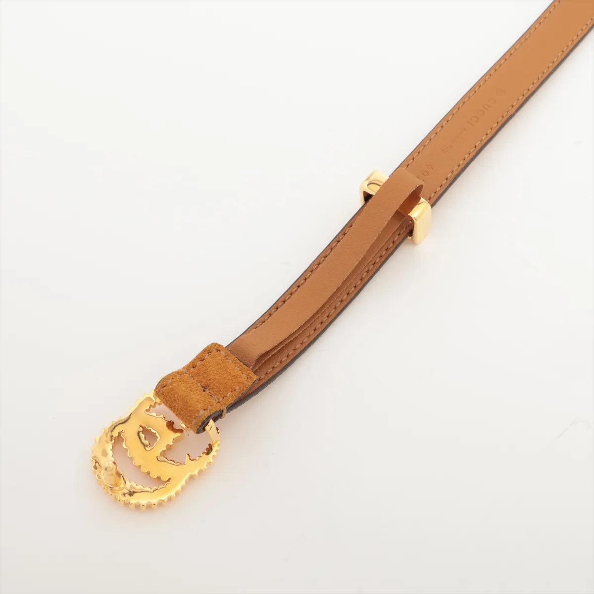 602071 GG Belt, size 75, Suede x Leather, Brown. Shows signs of wear, — view 3