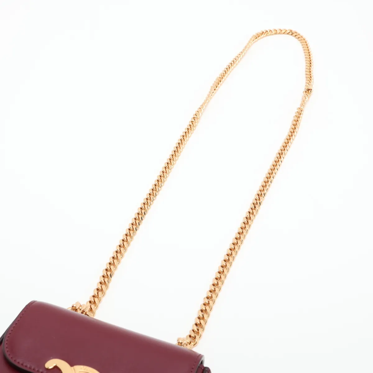 Triomphe Mini Claude Leather Shoulder Bag, Red — view 5