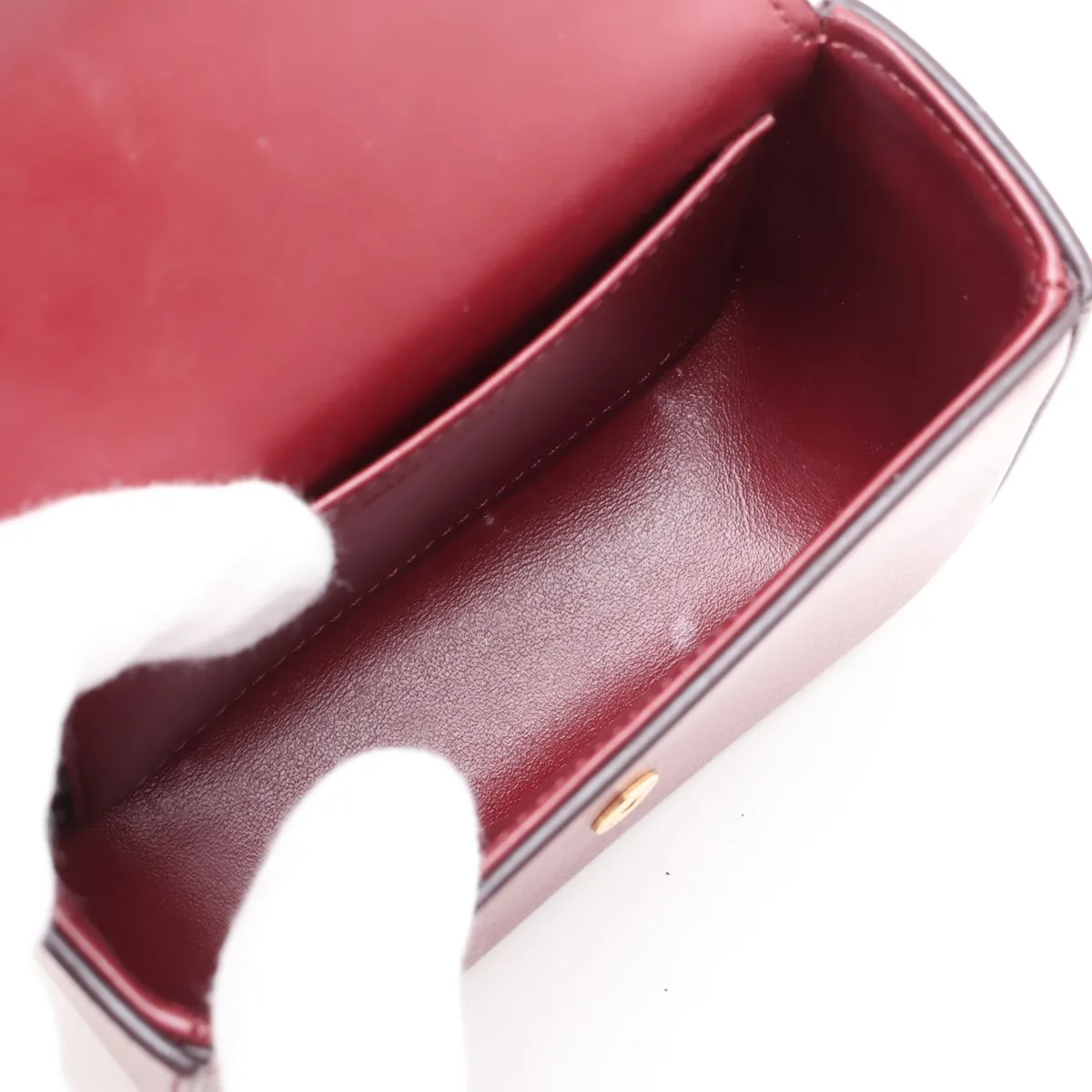 Triomphe Mini Claude Leather Shoulder Bag, Red — view 6