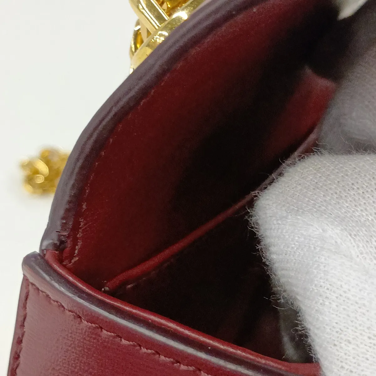 Triomphe Mini Claude Leather Shoulder Bag, Red — view 8