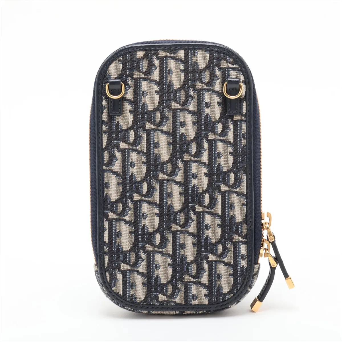 30 Montaigne Phone Holder Canvas x Leather Chain Shoulder Bag Navy — view 2