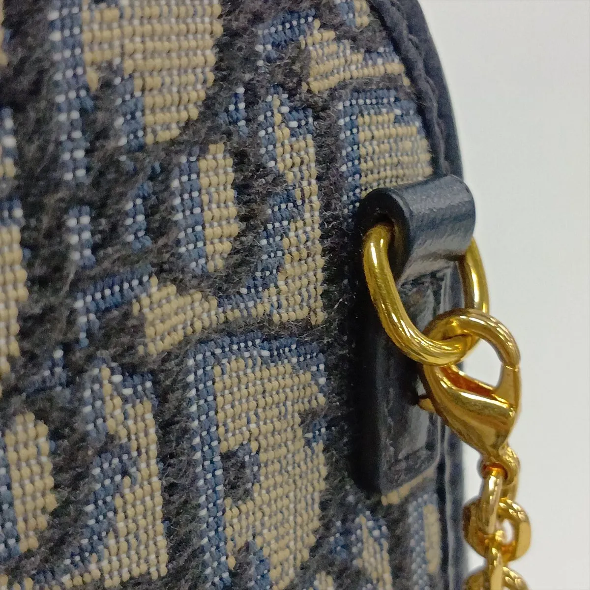30 Montaigne Phone Holder Canvas x Leather Chain Shoulder Bag Navy — view 9