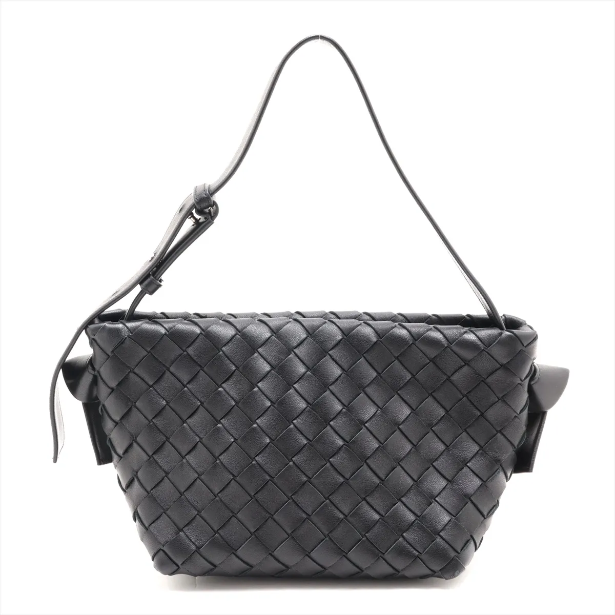 Intrecciato Thai Leather Shoulder Bag, Black — view 2