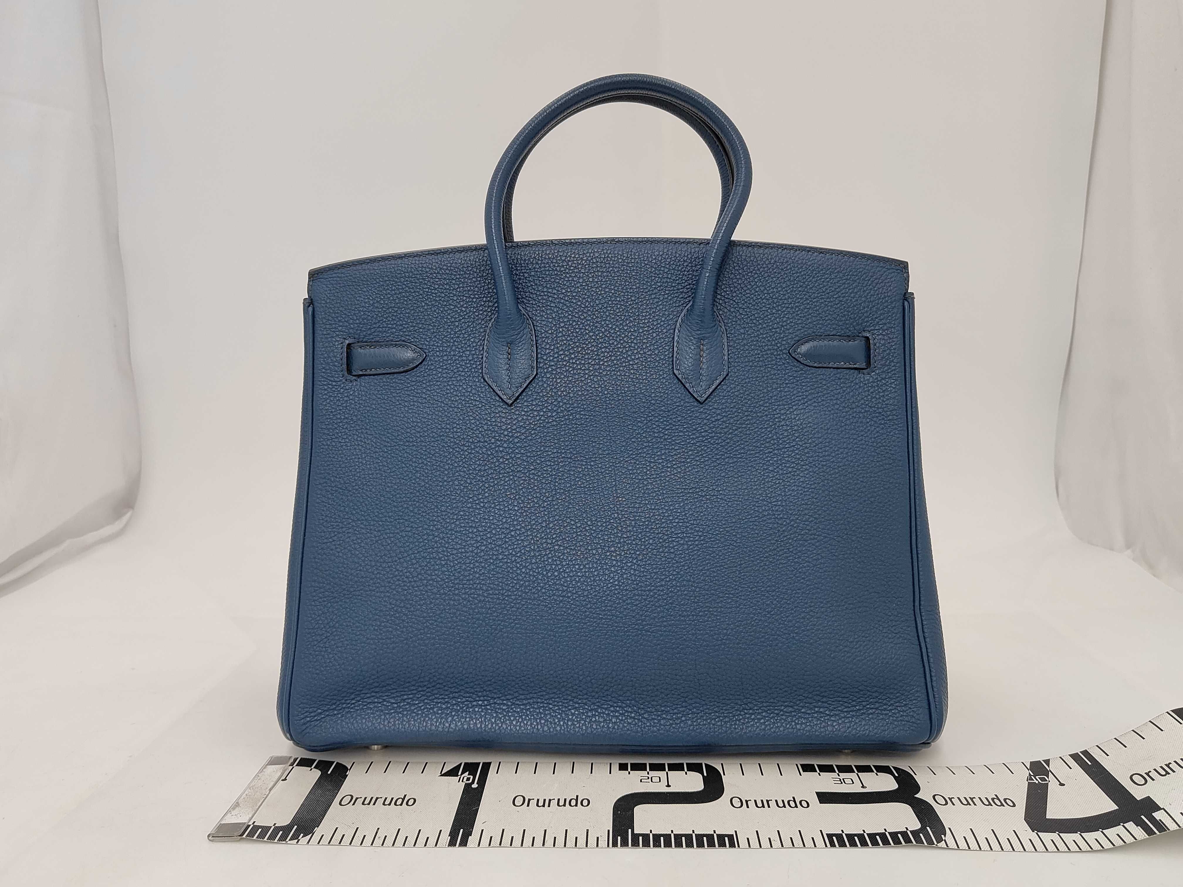 Birkin 35, blue, silver hardware, M stamp, handbag — view 2