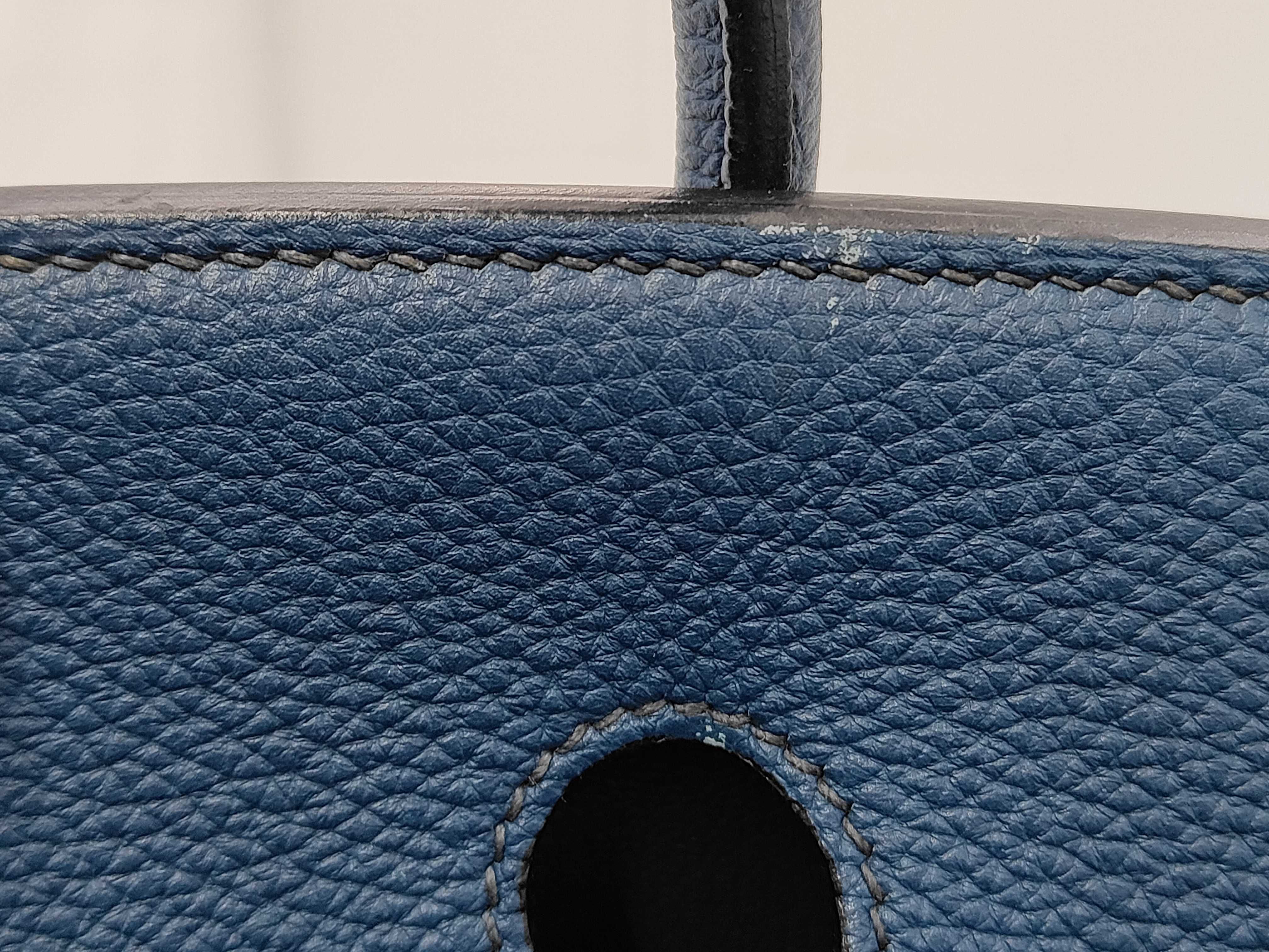 Birkin 35, blue, silver hardware, M stamp, handbag — view 11