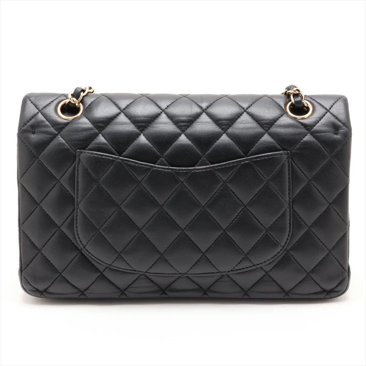 [Individually packaged] Chanel Matelassé 25 Lambskin Double Flap Double Chain Bag, Black with Gold Hardware, 12614546, Series 12, A01112 — view 2