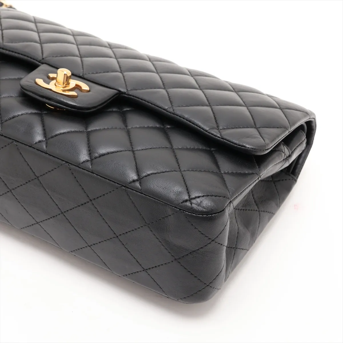 [Individually packaged] Chanel Matelassé 25 Lambskin Double Flap Double Chain Bag, Black with Gold Hardware, 12614546, Series 12, A01112 — view 3