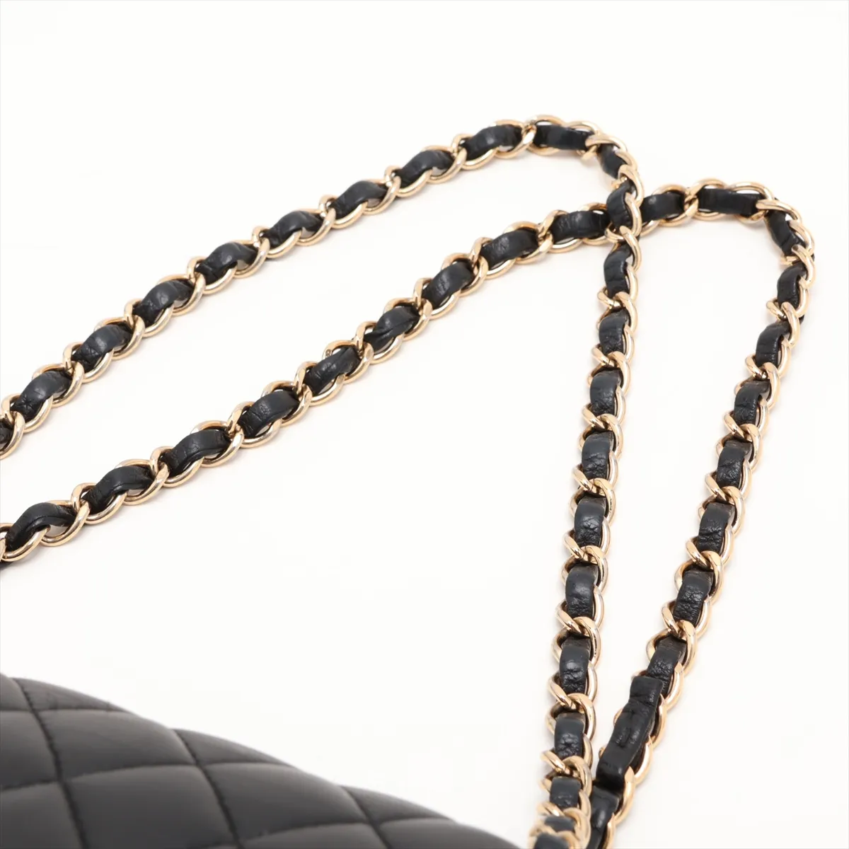 [Individually packaged] Chanel Matelassé 25 Lambskin Double Flap Double Chain Bag, Black with Gold Hardware, 12614546, Series 12, A01112 — view 5