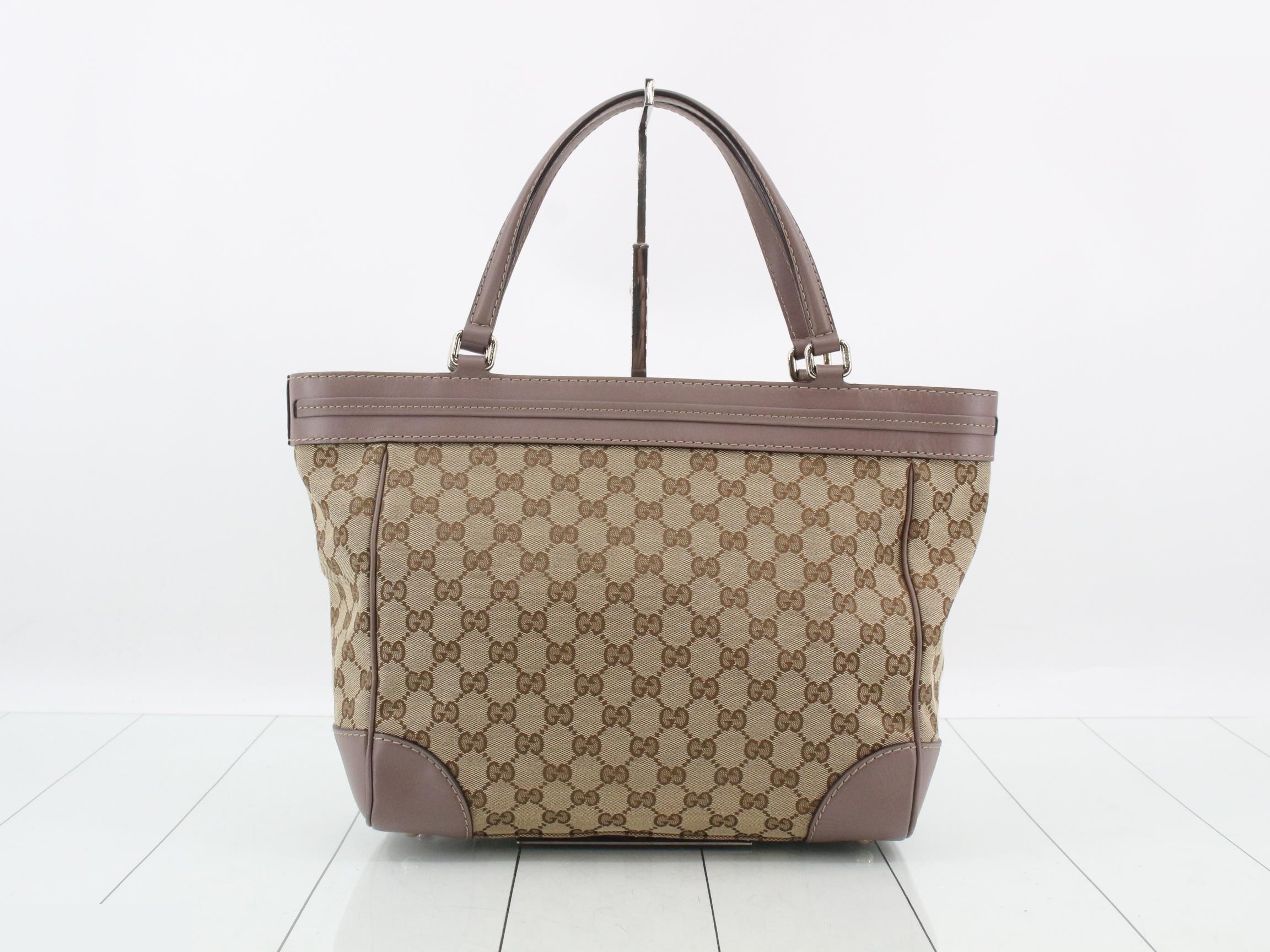 GG Canvas Tote Bag, Canvas/Leather, Brown — view 2