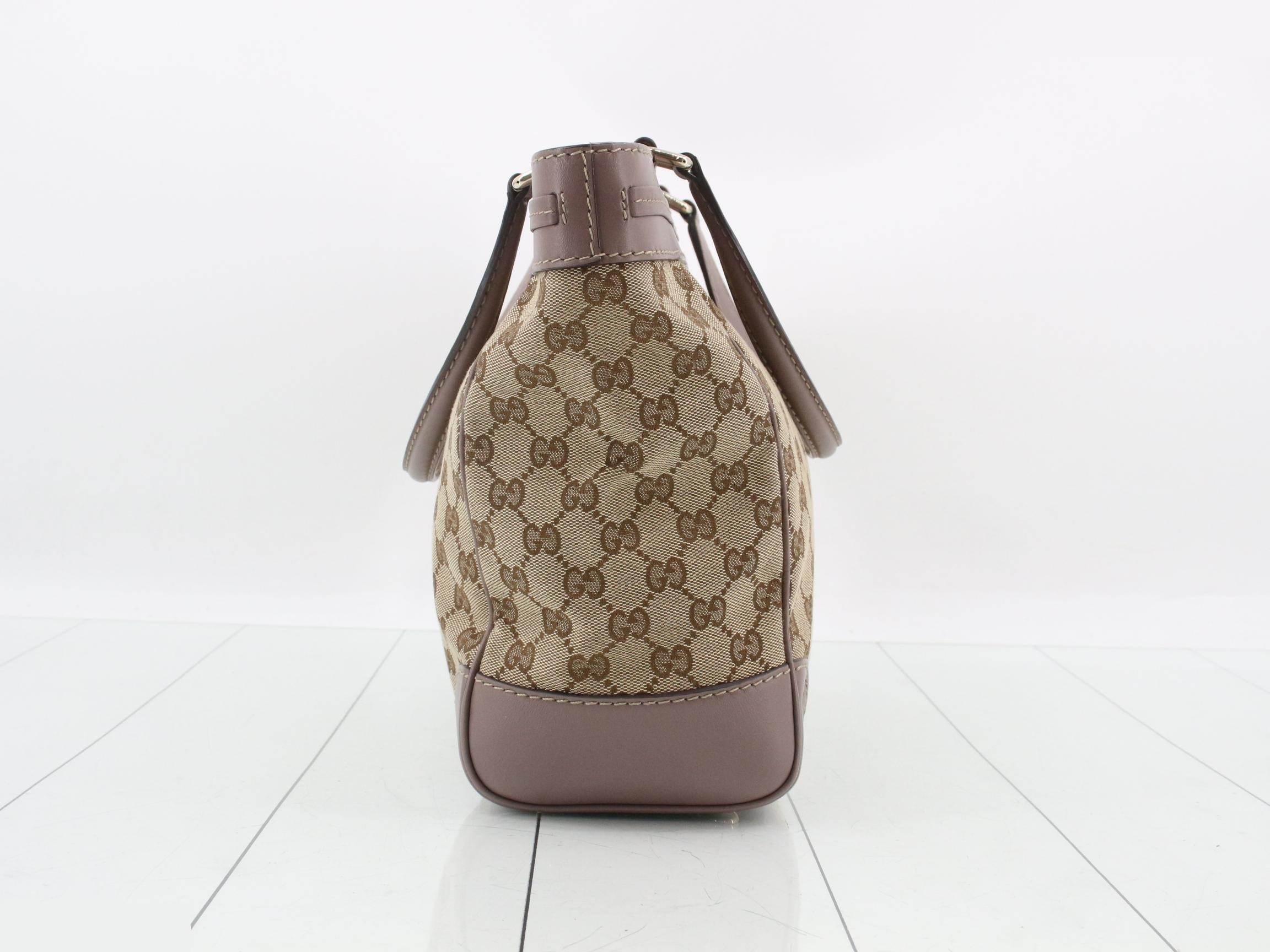 GG Canvas Tote Bag, Canvas/Leather, Brown — view 3