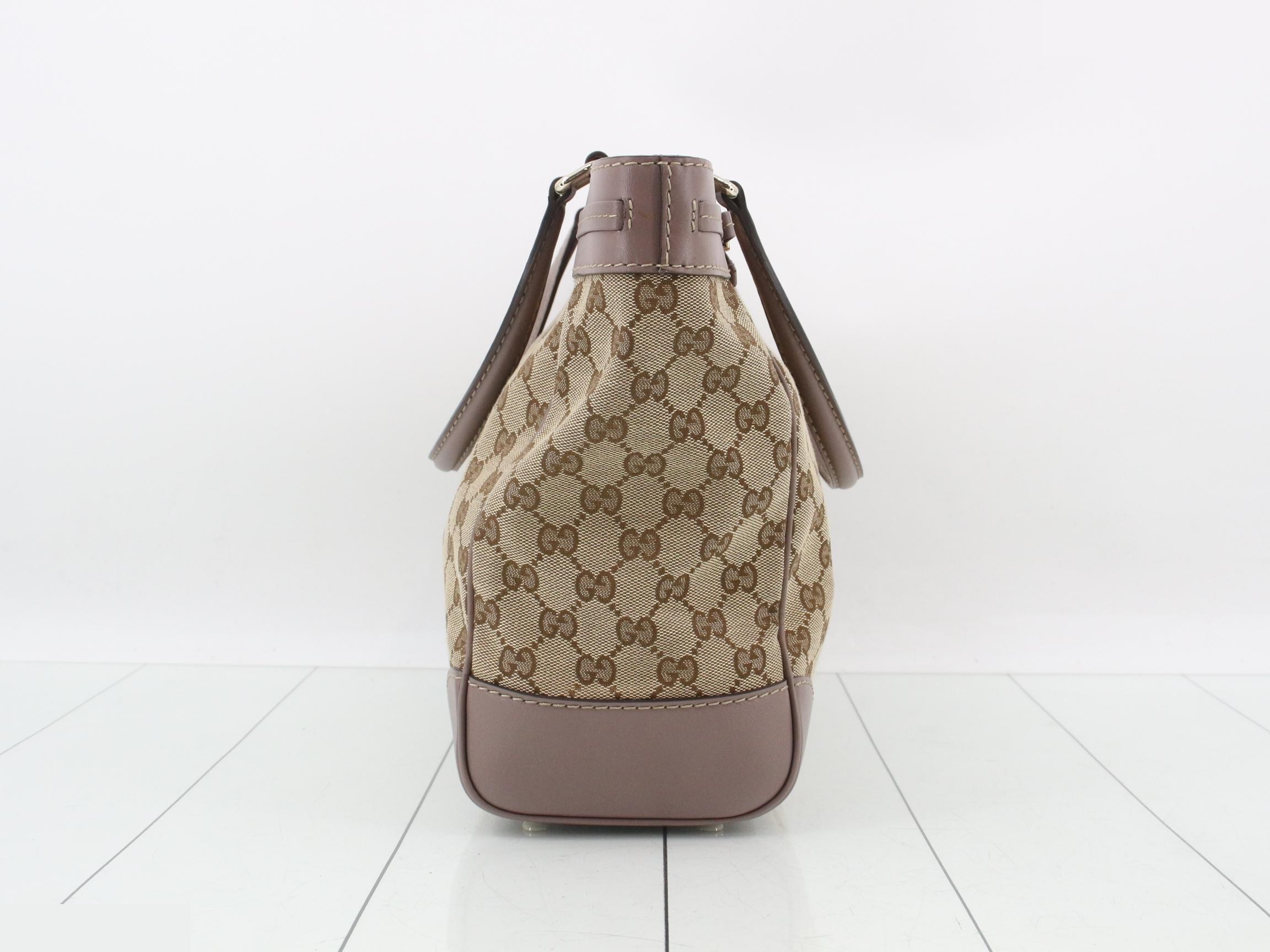 GG Canvas Tote Bag, Canvas/Leather, Brown — view 4