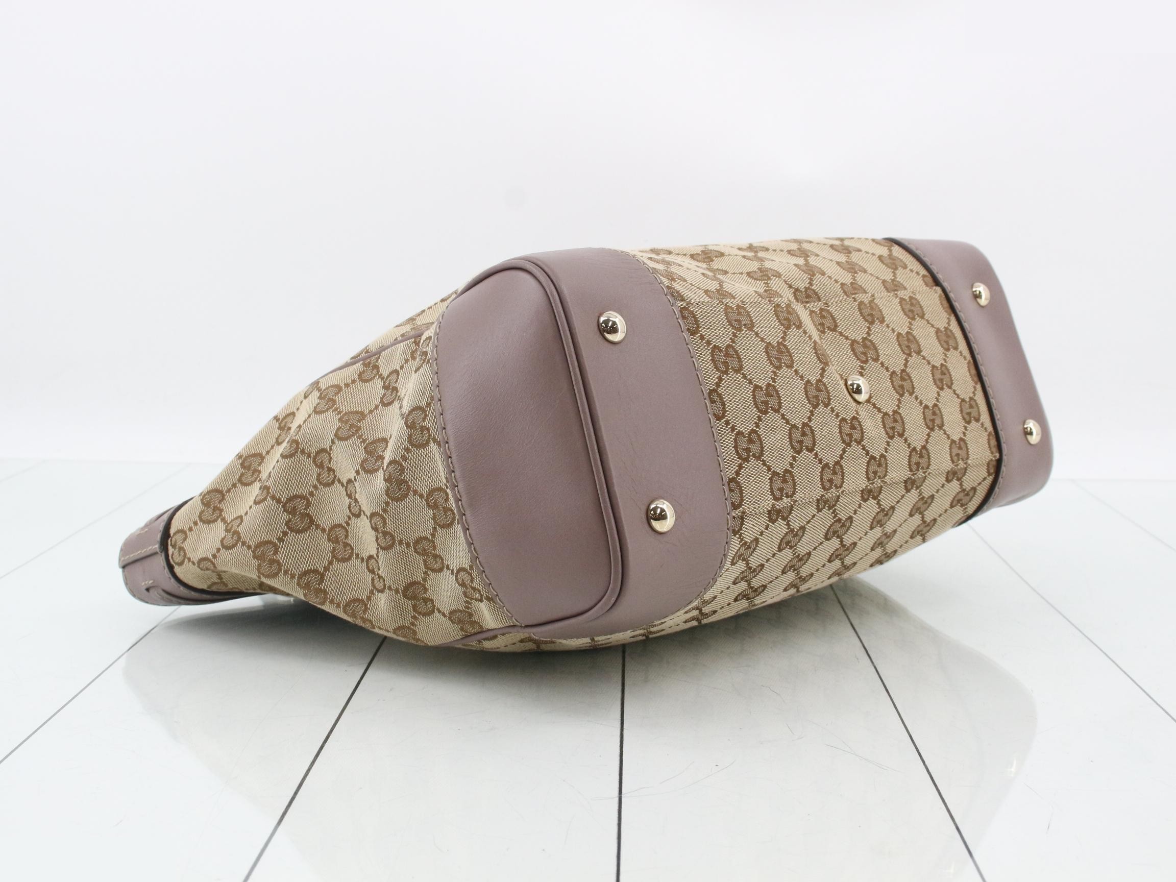 GG Canvas Tote Bag, Canvas/Leather, Brown — view 5