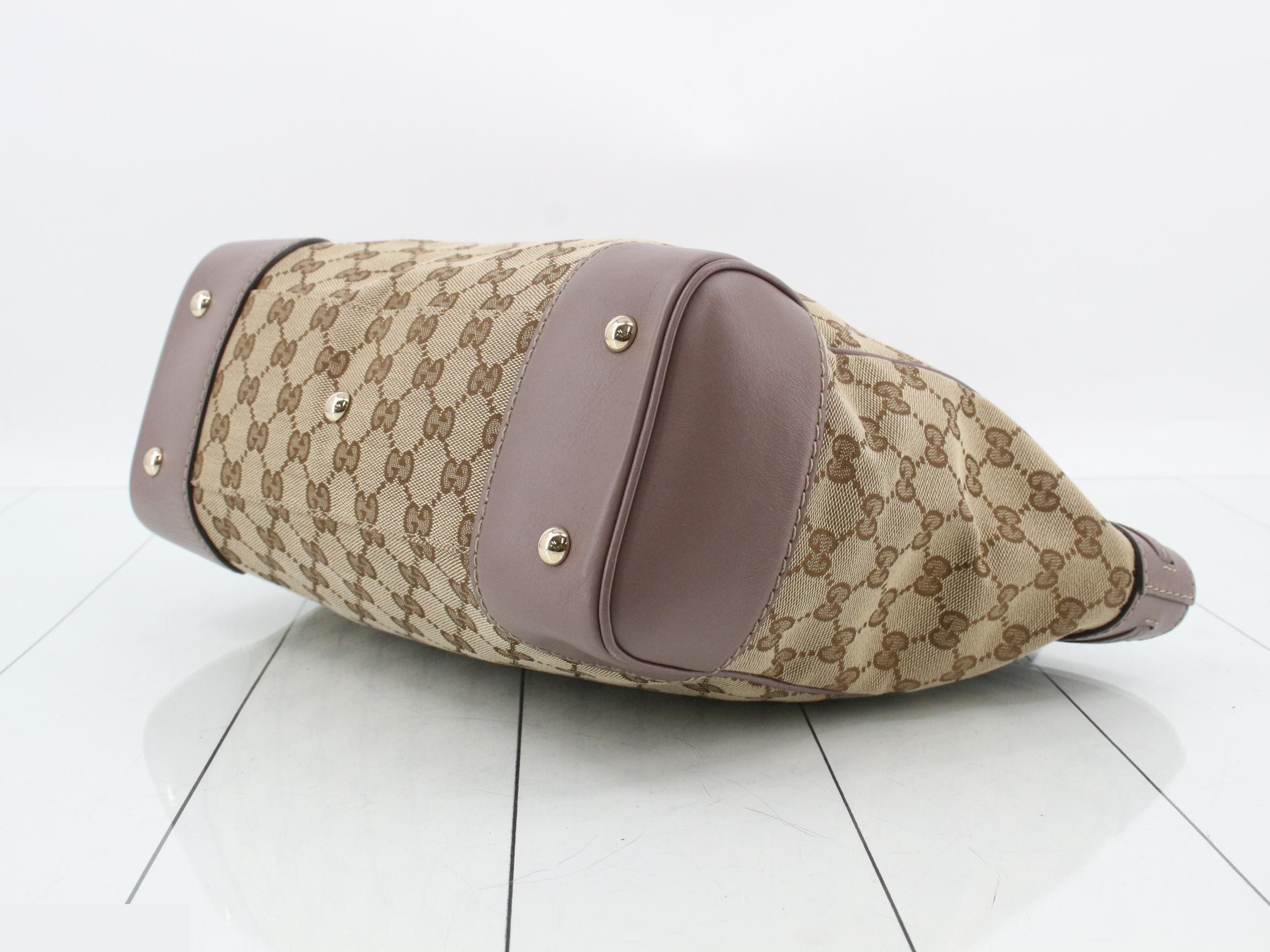 GG Canvas Tote Bag, Canvas/Leather, Brown — view 6