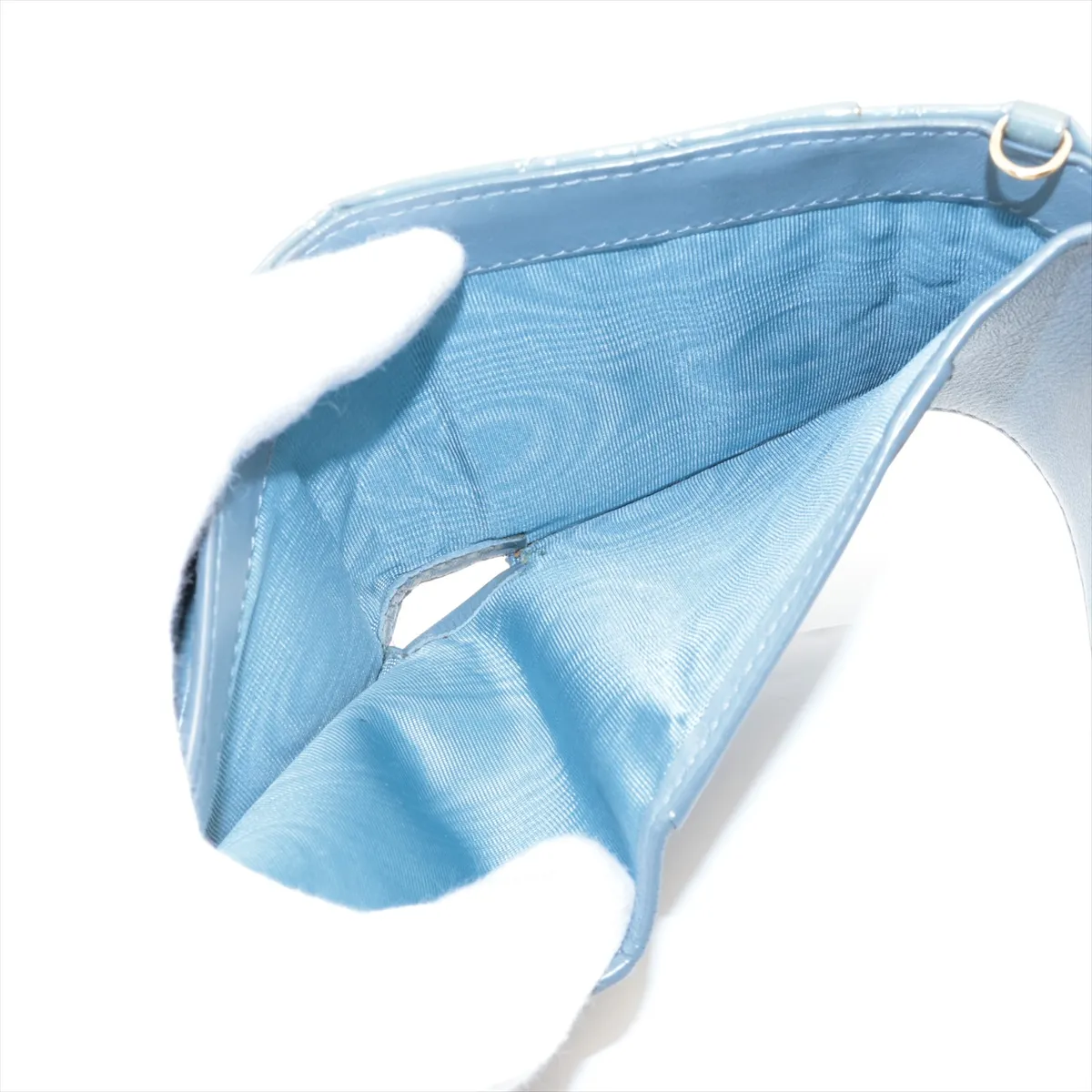 Lady Dior Cannage Patent Leather Compact Wallet Blue — view 5