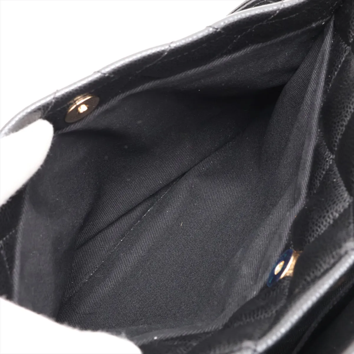 Matelassé Caviar Skin Chain Tote Bag, Black with Gold Hardware, 18097360, Serial Number 18 — view 9