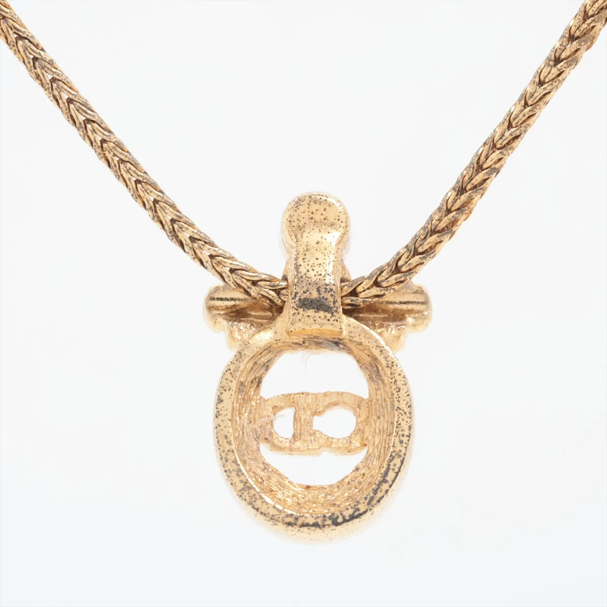 CD Logo Necklace GP x Rhinestone Gold — view 2