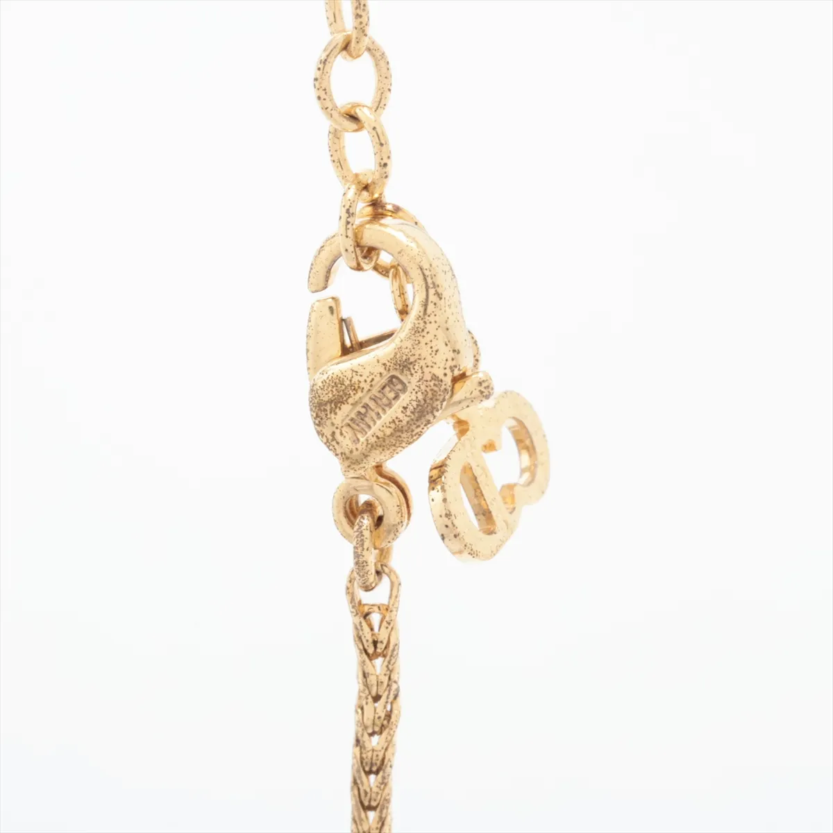 CD Logo Necklace GP x Rhinestone Gold — view 3