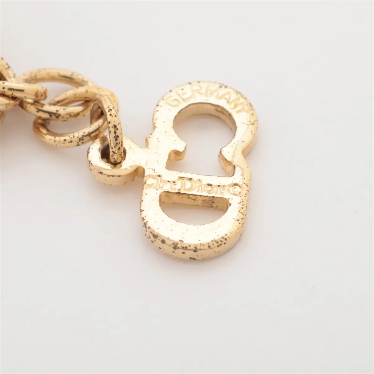 CD Logo Necklace GP x Rhinestone Gold — view 4