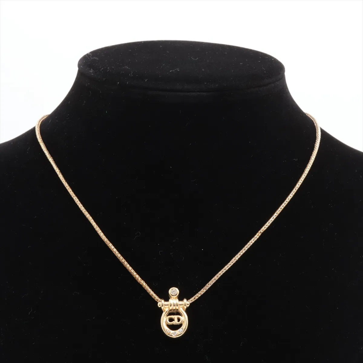 CD Logo Necklace GP x Rhinestone Gold — view 5