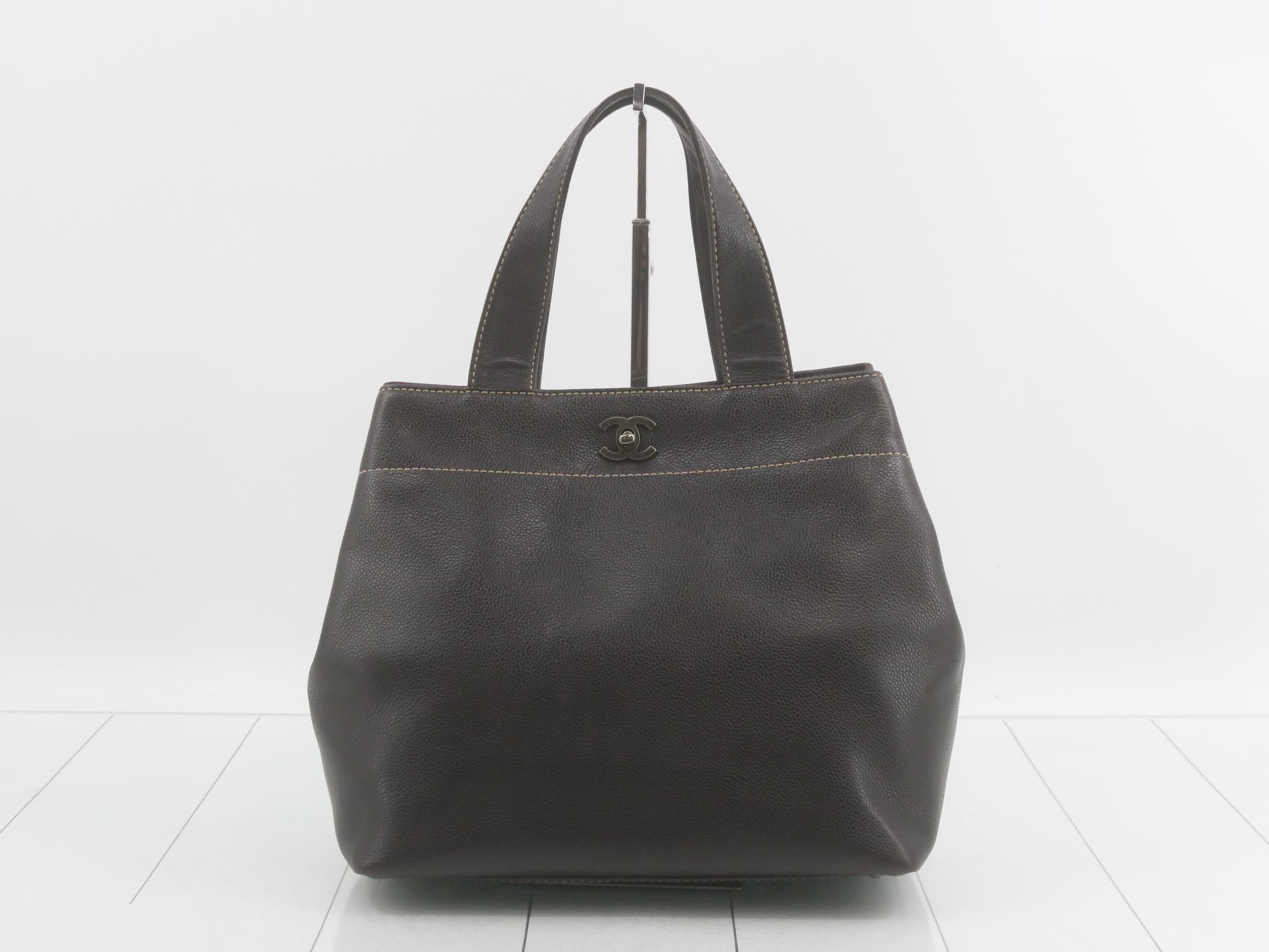 Executive Tote Bag, Caviar Leather, Dark Brown, Series 7, 28 x 27 x 14 cm