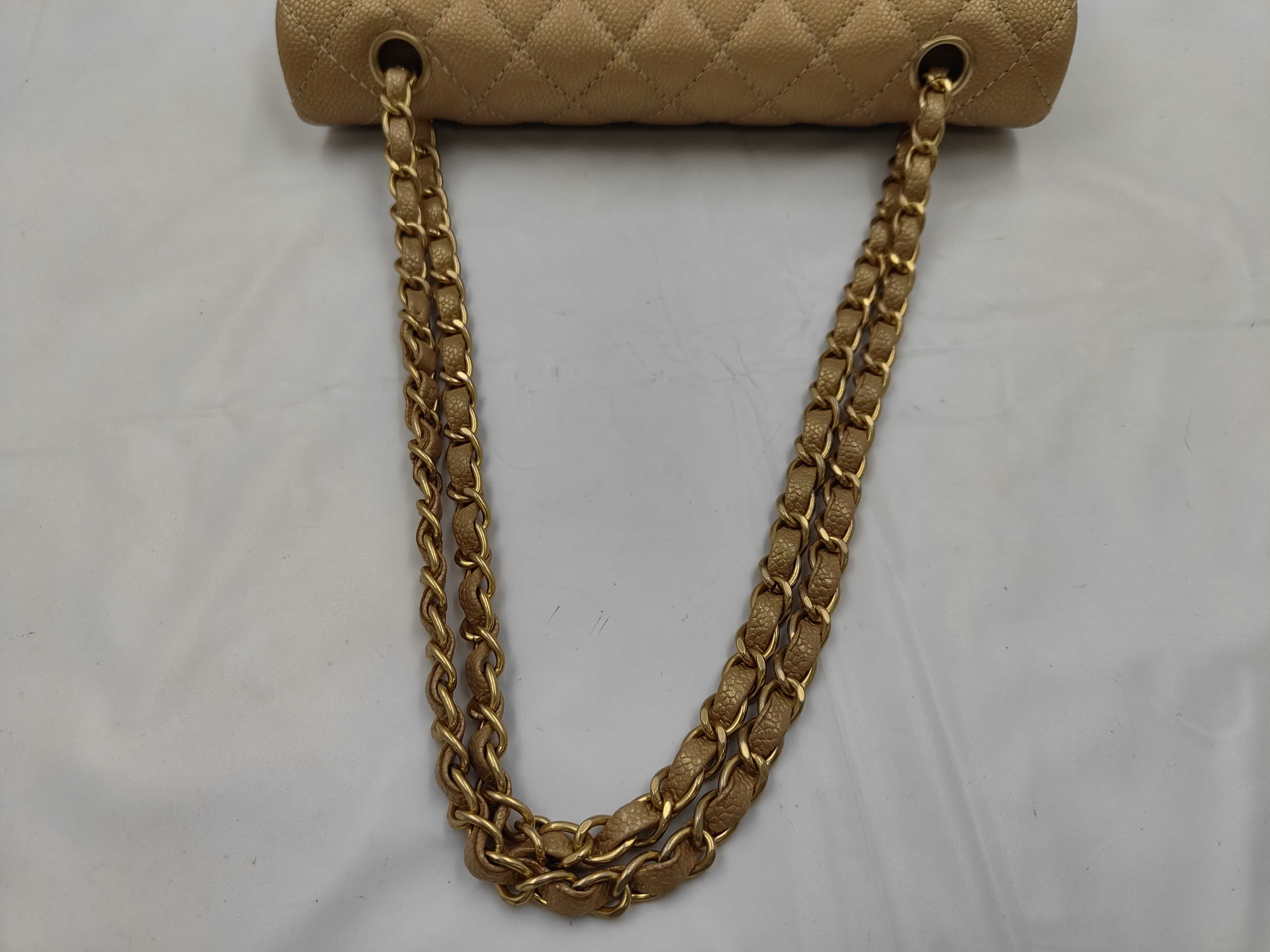 Matelassé 25 Double Flap Caviar Champagne Chain Shoulder Bag — view 3