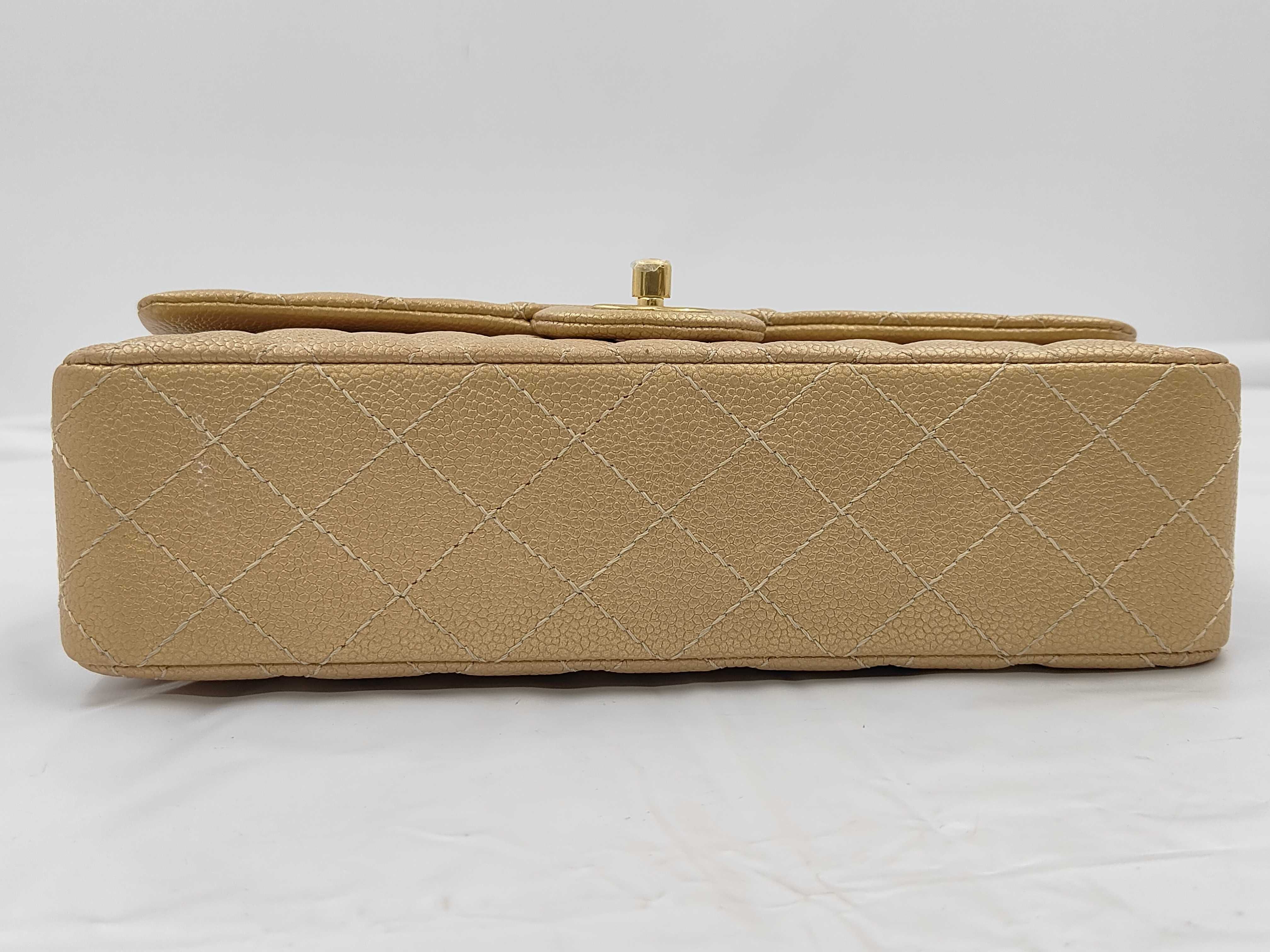 Matelassé 25 Double Flap Caviar Champagne Chain Shoulder Bag — view 6