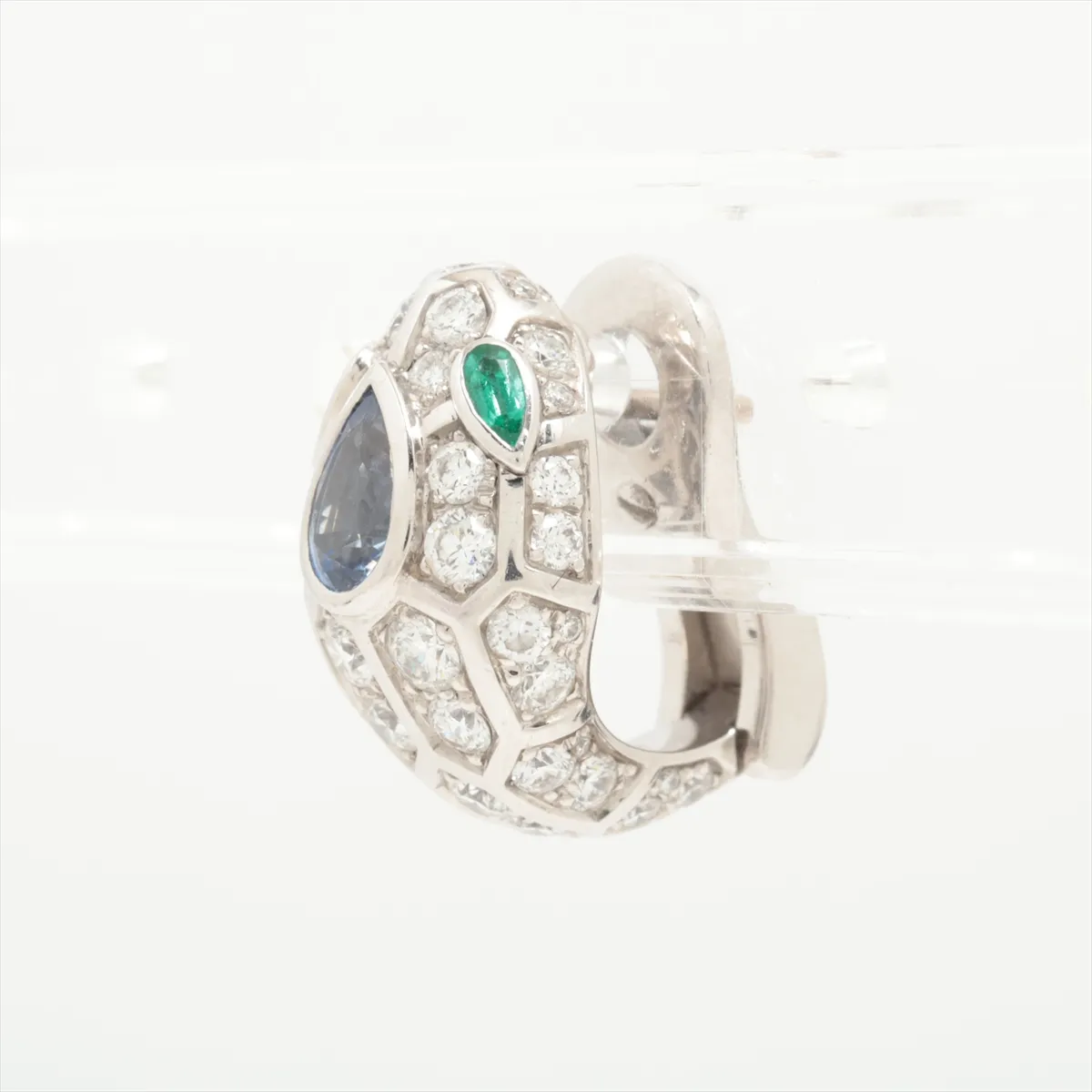 Serpenti Seduttori Sapphire Emerald Earrings 750(WG) 5.6g 7RSTT6 One ear only Stone chips — view 3