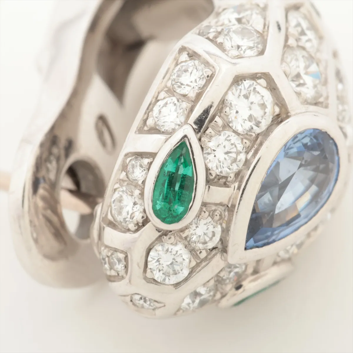 Serpenti Seduttori Sapphire Emerald Earrings 750(WG) 5.6g 7RSTT6 One ear only Stone chips — view 6