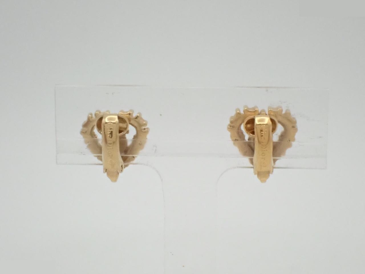 Logo, rhinestone, gold, heart earrings — view 2