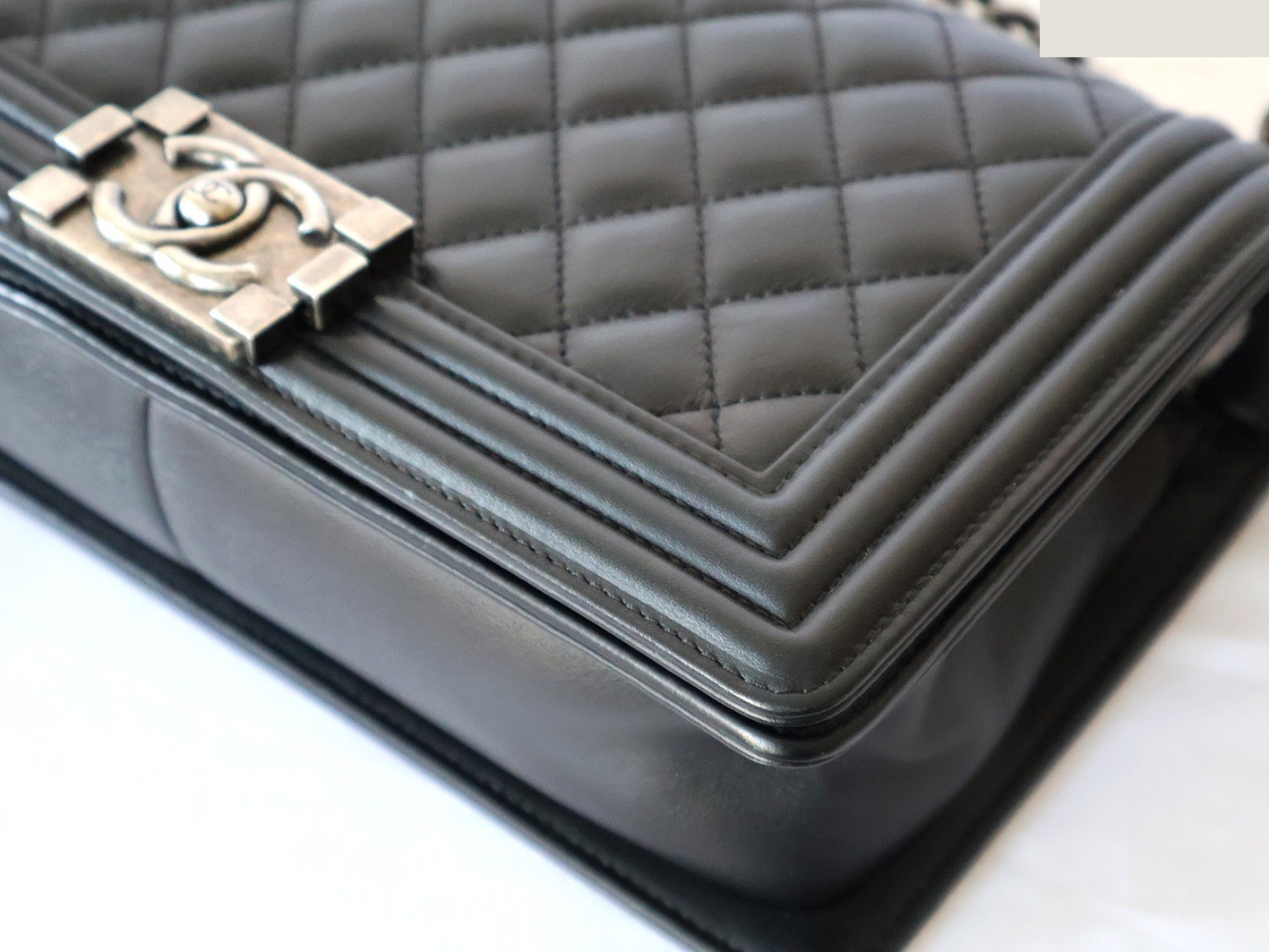 Boy Chanel 25 Leather Chain Shoulder Bag, Black — view 3