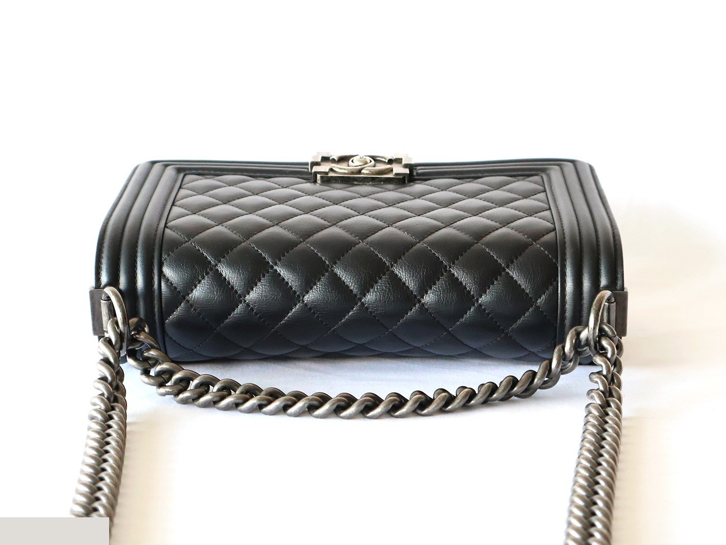 Boy Chanel 25 Leather Chain Shoulder Bag, Black — view 7