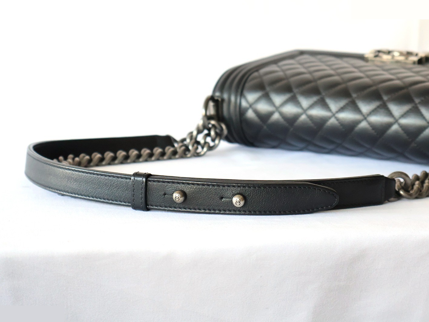 Boy Chanel 25 Leather Chain Shoulder Bag, Black — view 9