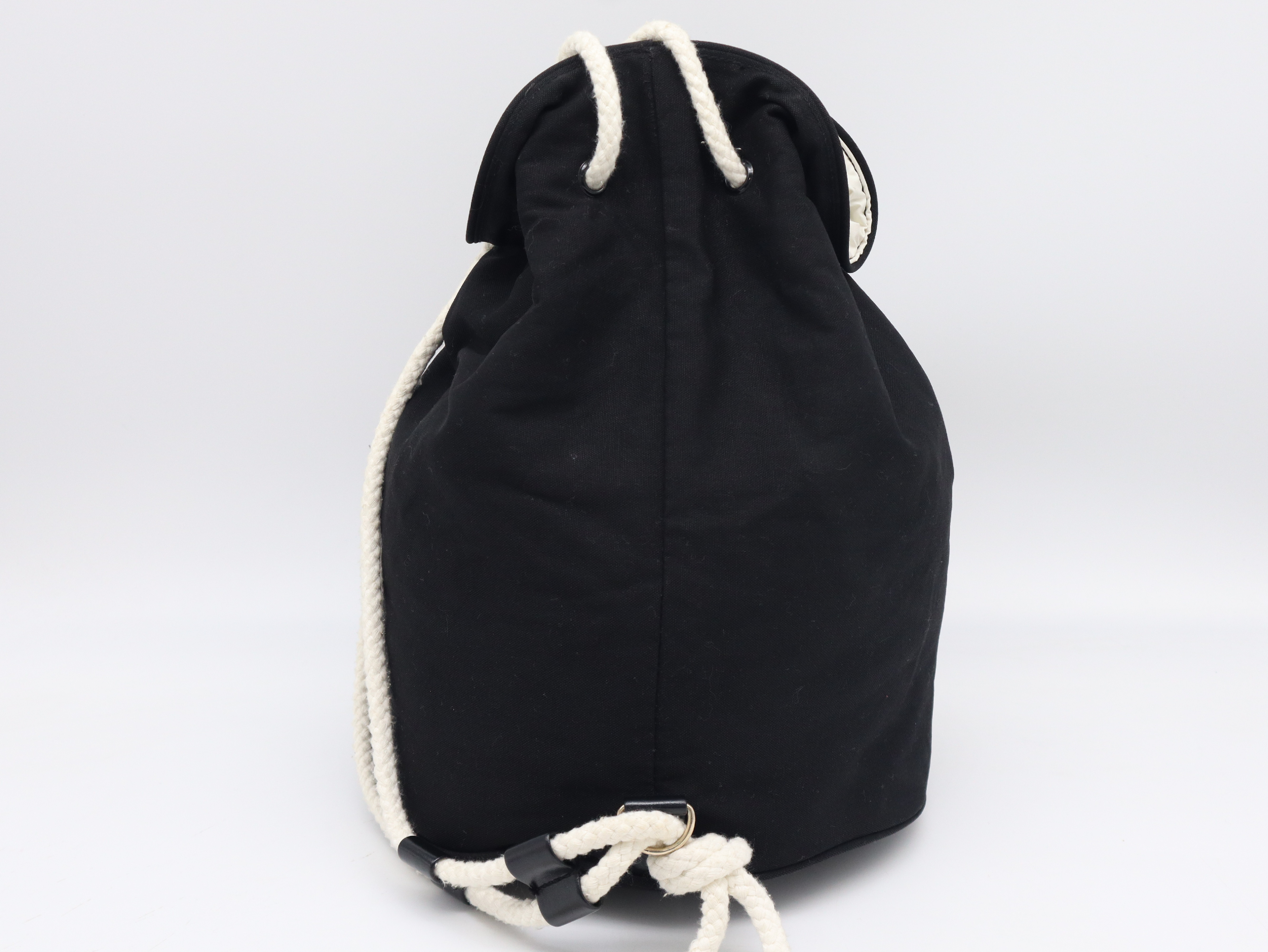 Novelty Logo Print Canvas Black Shoulder Bag — view 2