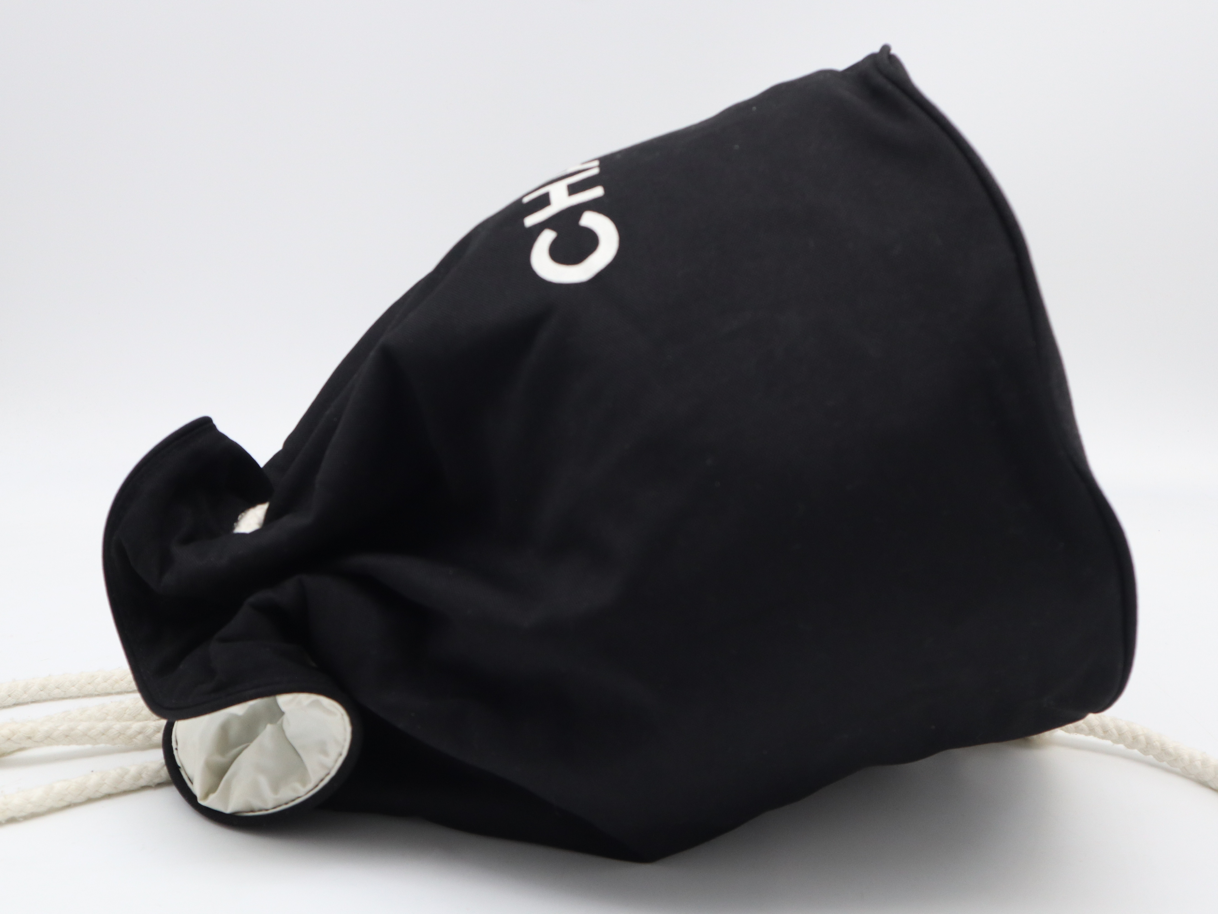 Novelty Logo Print Canvas Black Shoulder Bag — view 3
