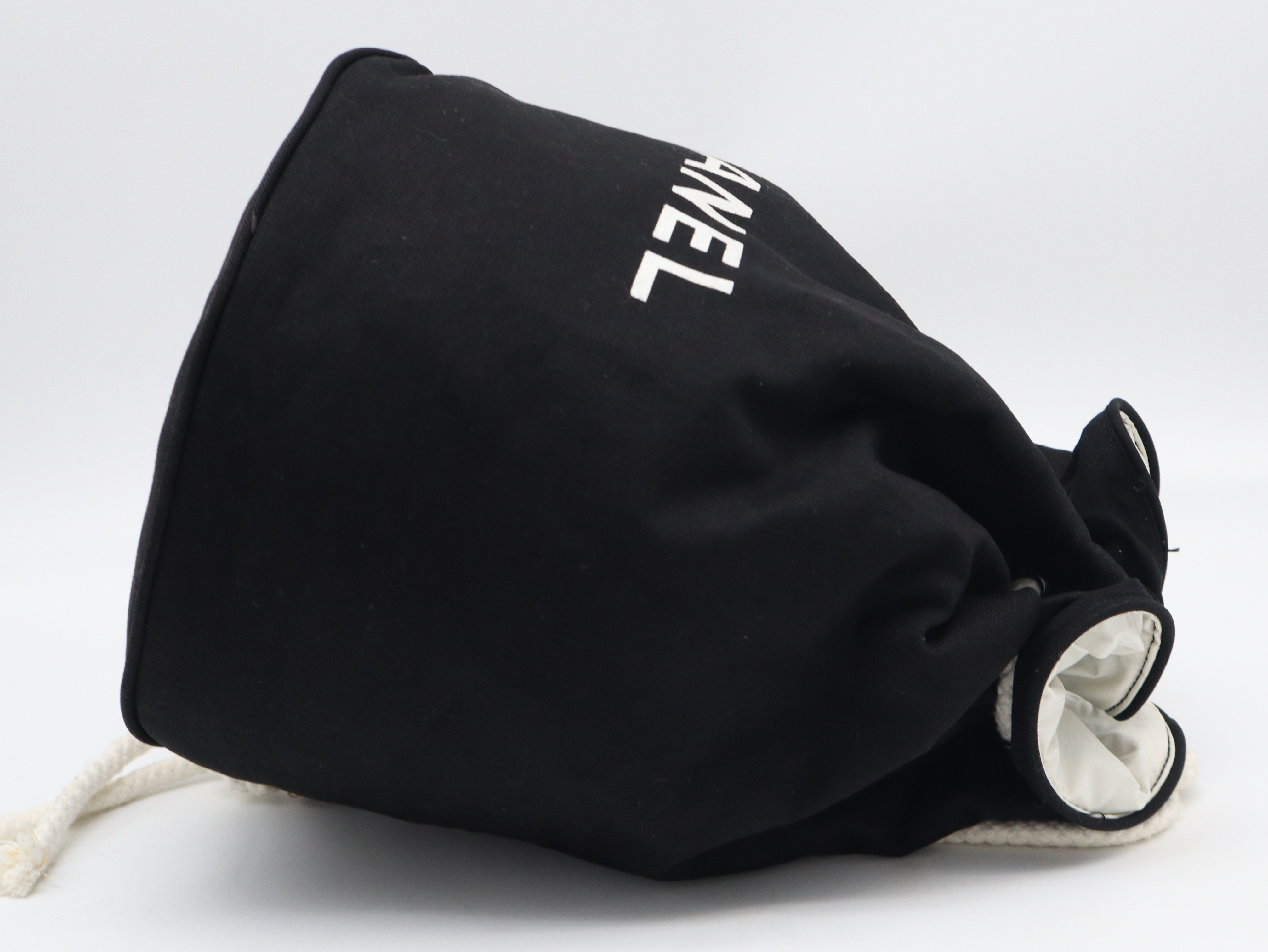 Novelty Logo Print Canvas Black Shoulder Bag — view 4