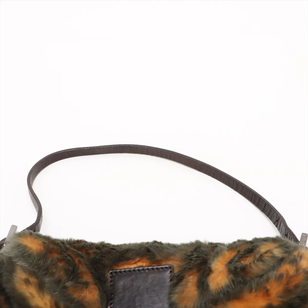 fur x leather shoulder bag green x yellow — view 6