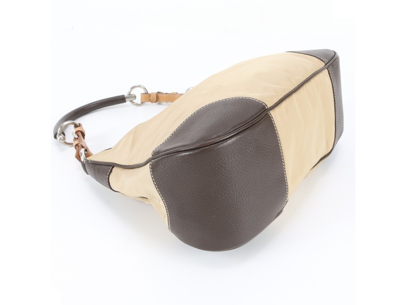 Tessuto Nylon Triangle Logo Leather Shoulder Bag — view 4