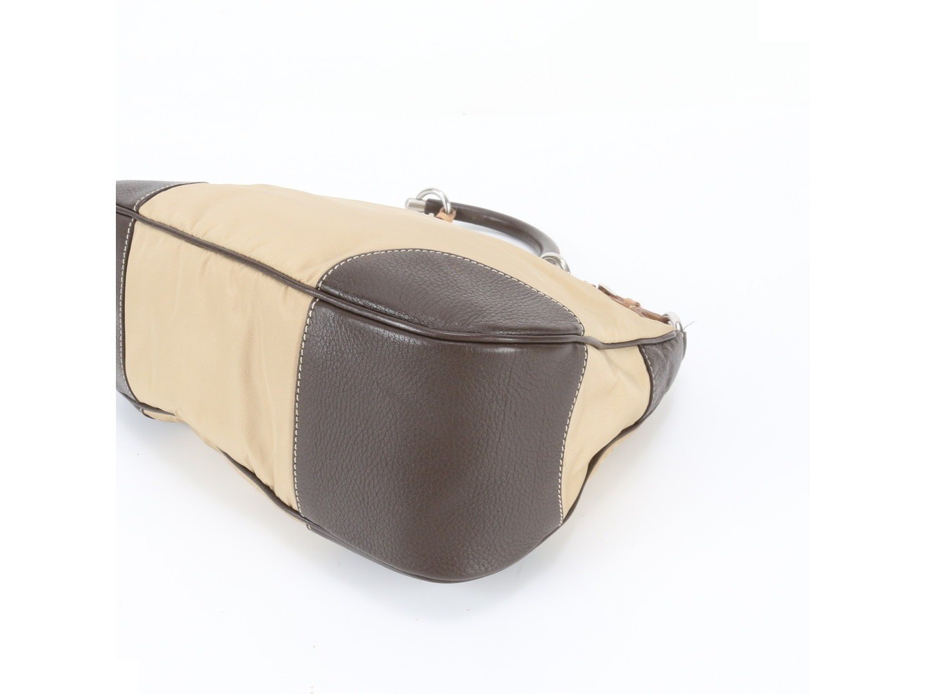 Tessuto Nylon Triangle Logo Leather Shoulder Bag — view 5