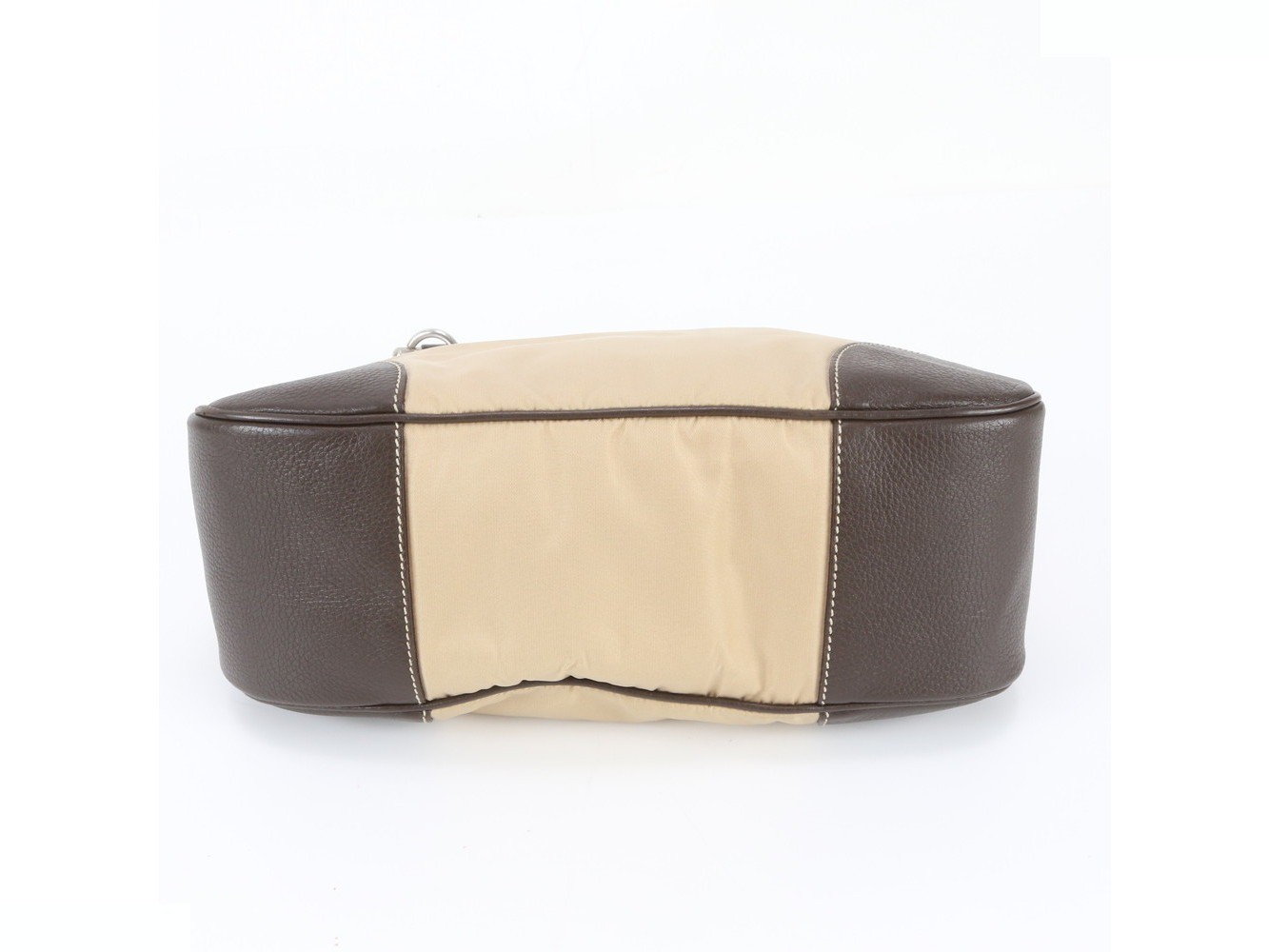 Tessuto Nylon Triangle Logo Leather Shoulder Bag — view 6