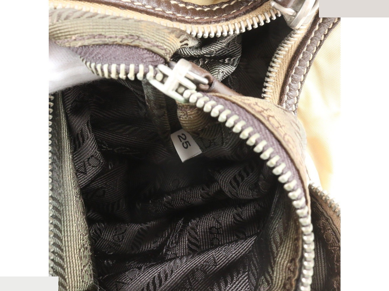 Tessuto Nylon Triangle Logo Leather Shoulder Bag — view 9