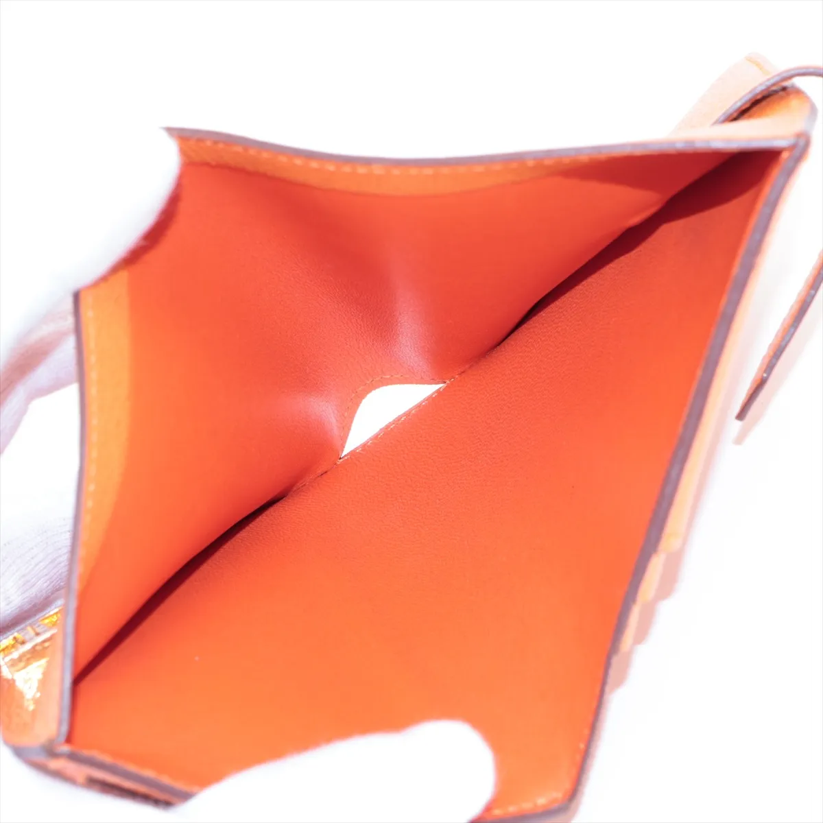 Bearn Compact Chevre Mysore Compact Wallet Orange Mini Anne Gold Hardware W:2024 — view 4