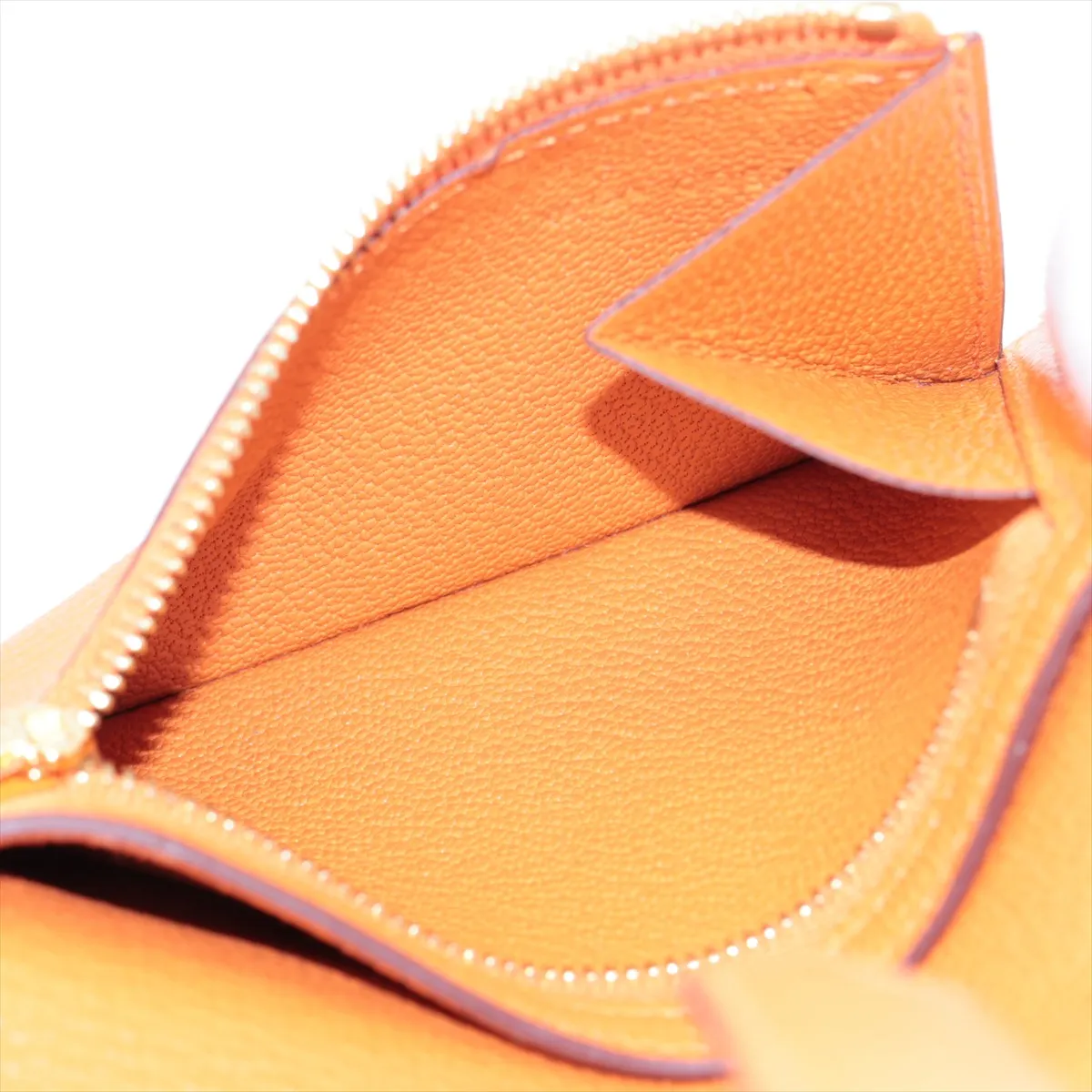 Bearn Compact Chevre Mysore Compact Wallet Orange Mini Anne Gold Hardware W:2024 — view 9